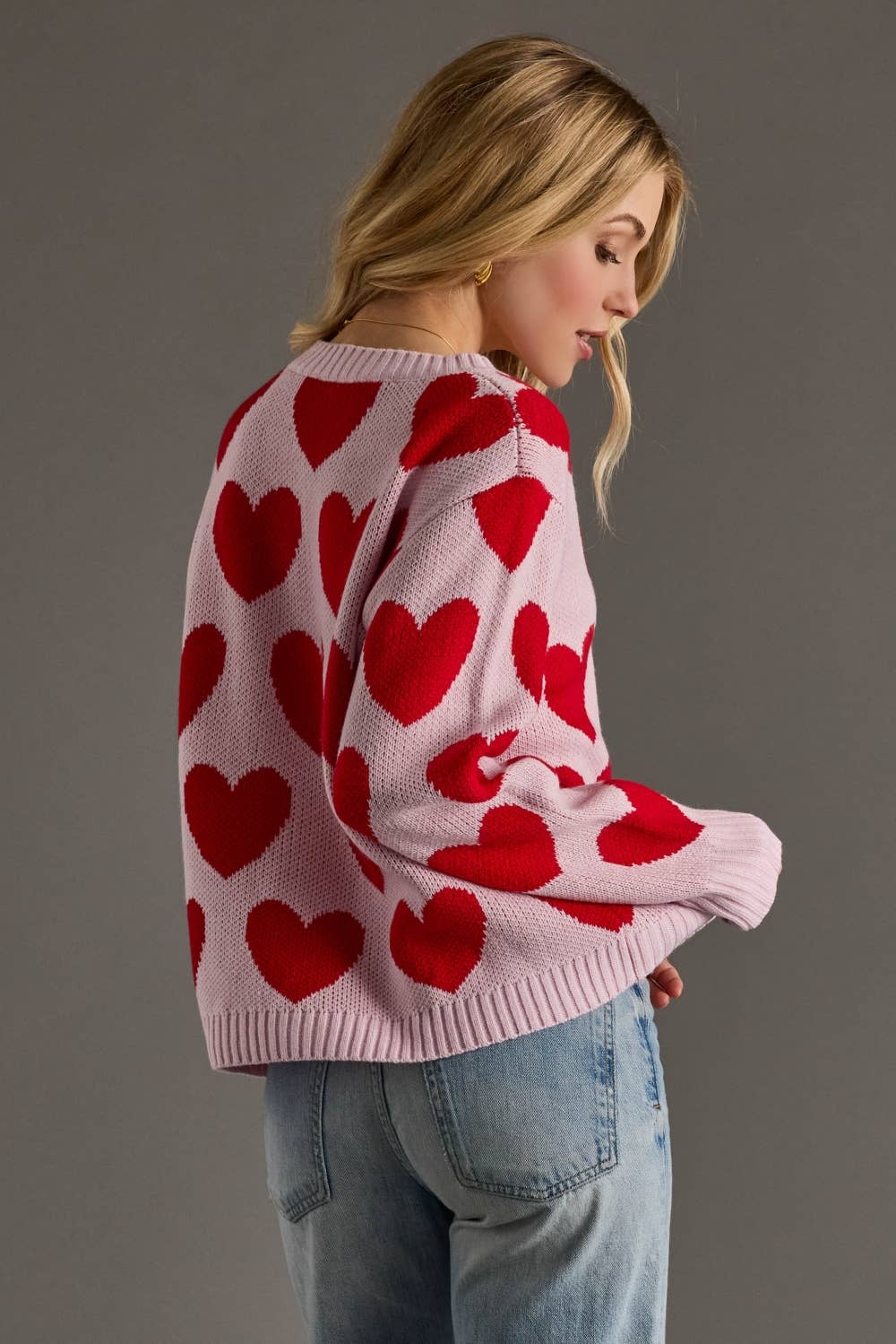Pink & Red Heart Sweater
