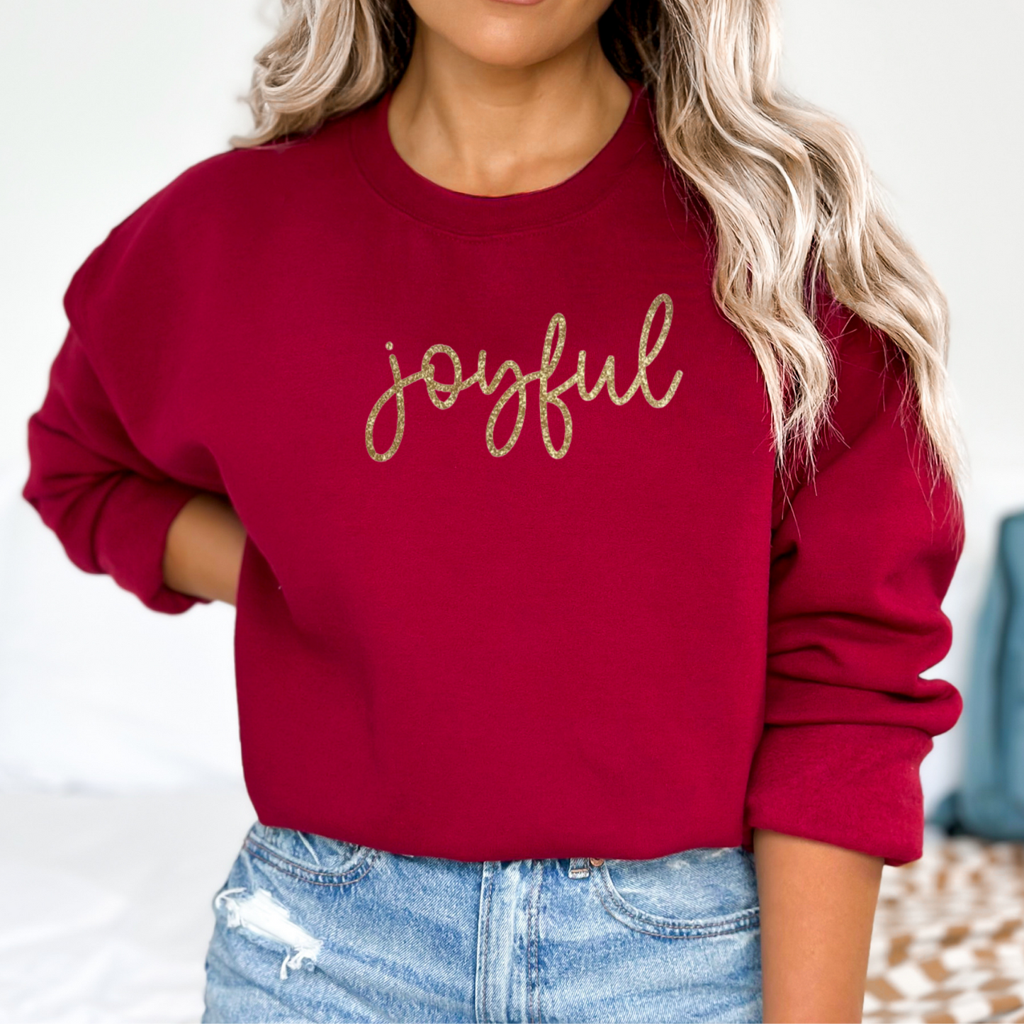 Joyful Gold Glitter Crewneck