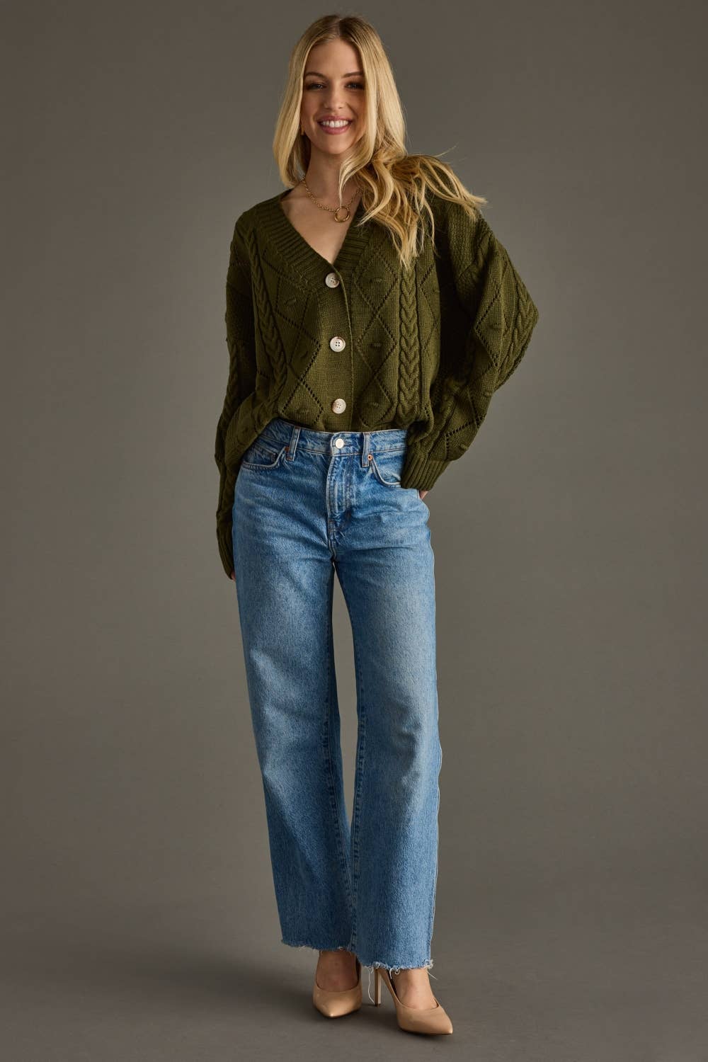 Olive Button Up Cardigan