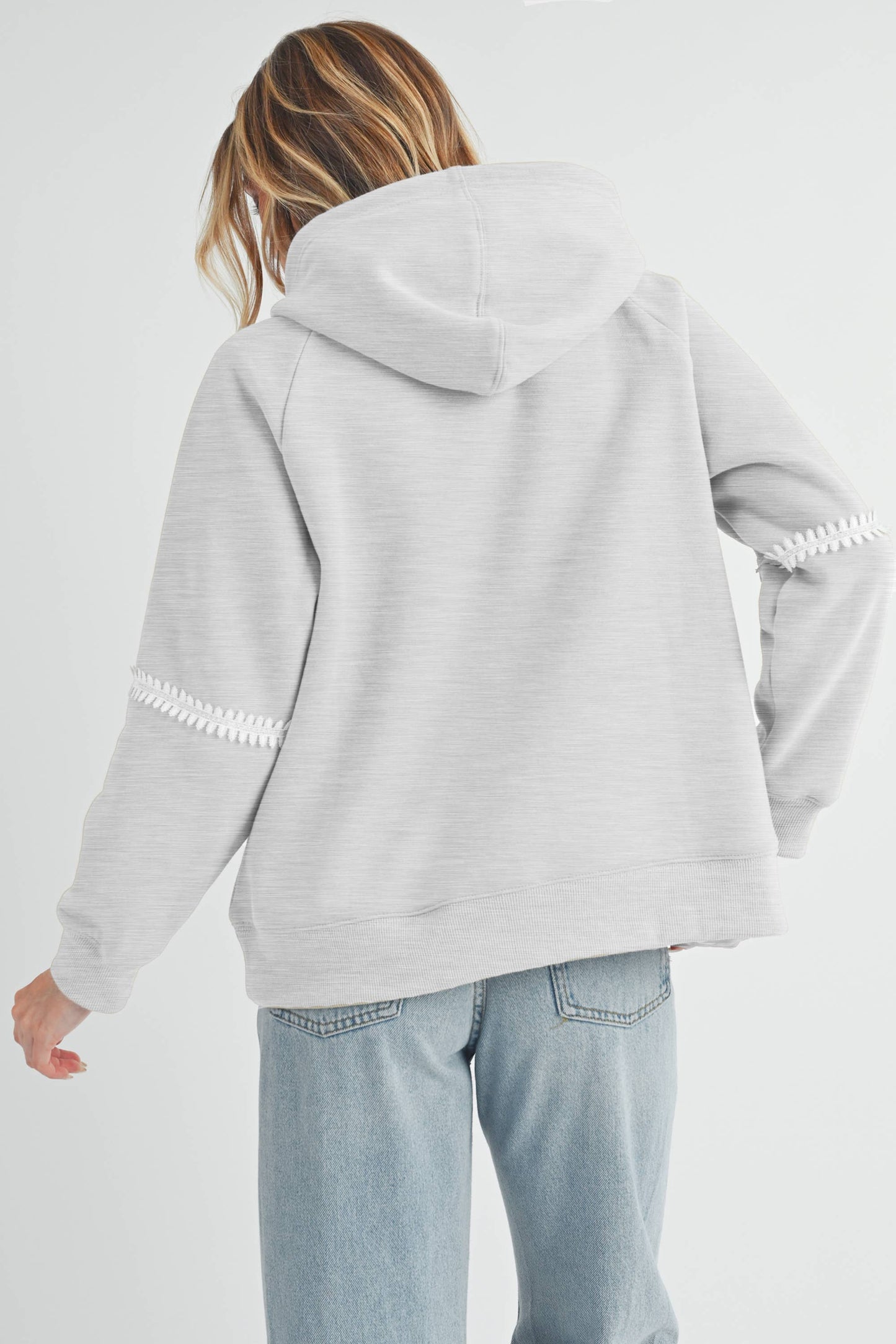 Lace Trim Relaxed Fit Hoodie