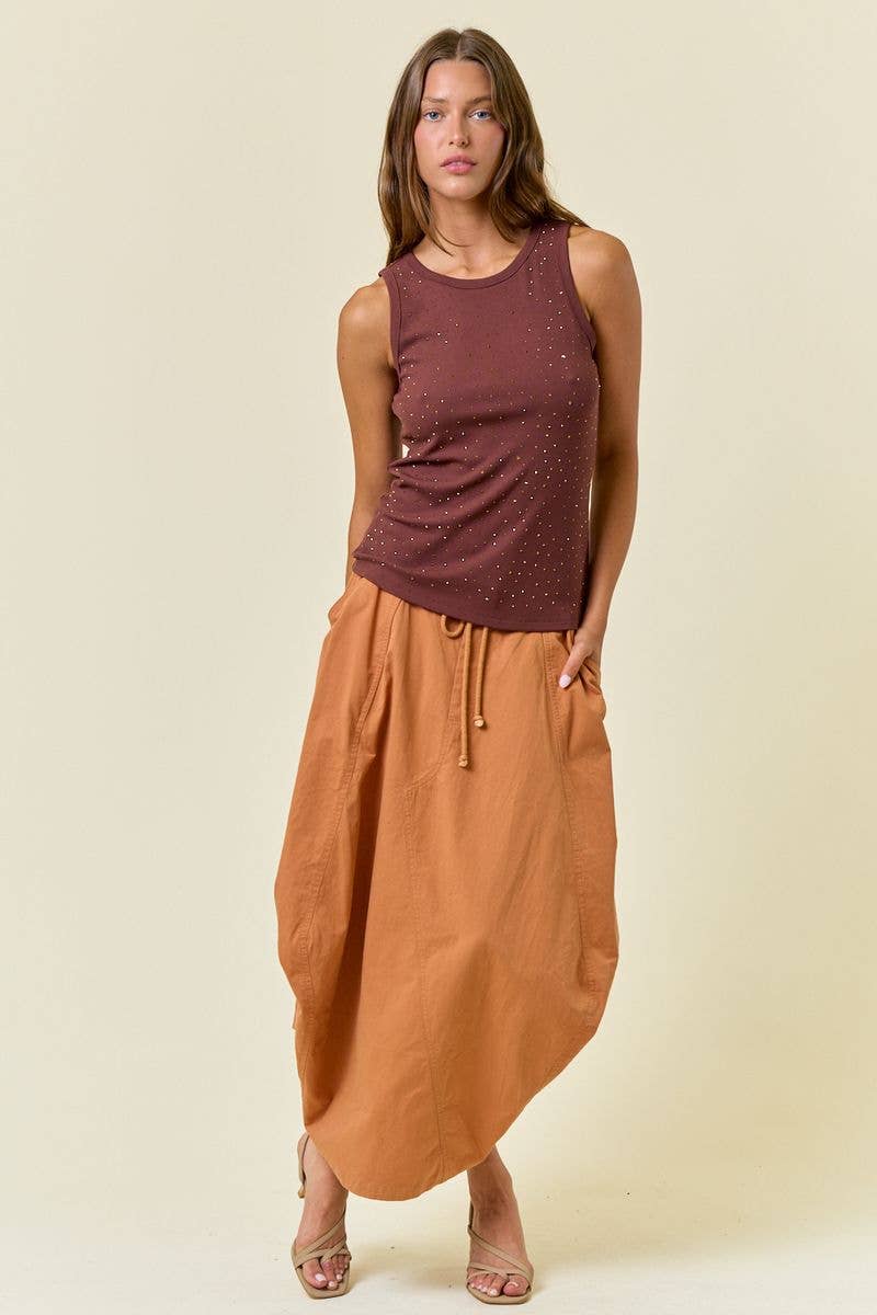 Rhinestone Ribbed Racer Tank