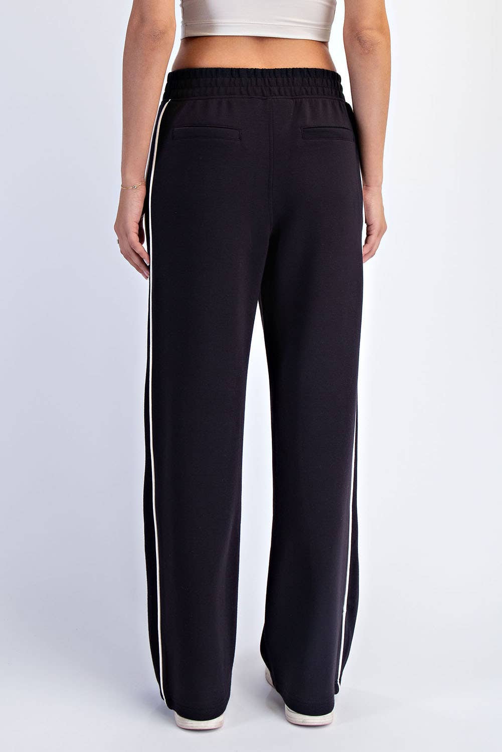 Scuba Stripe Straight Pant – Black & Cream