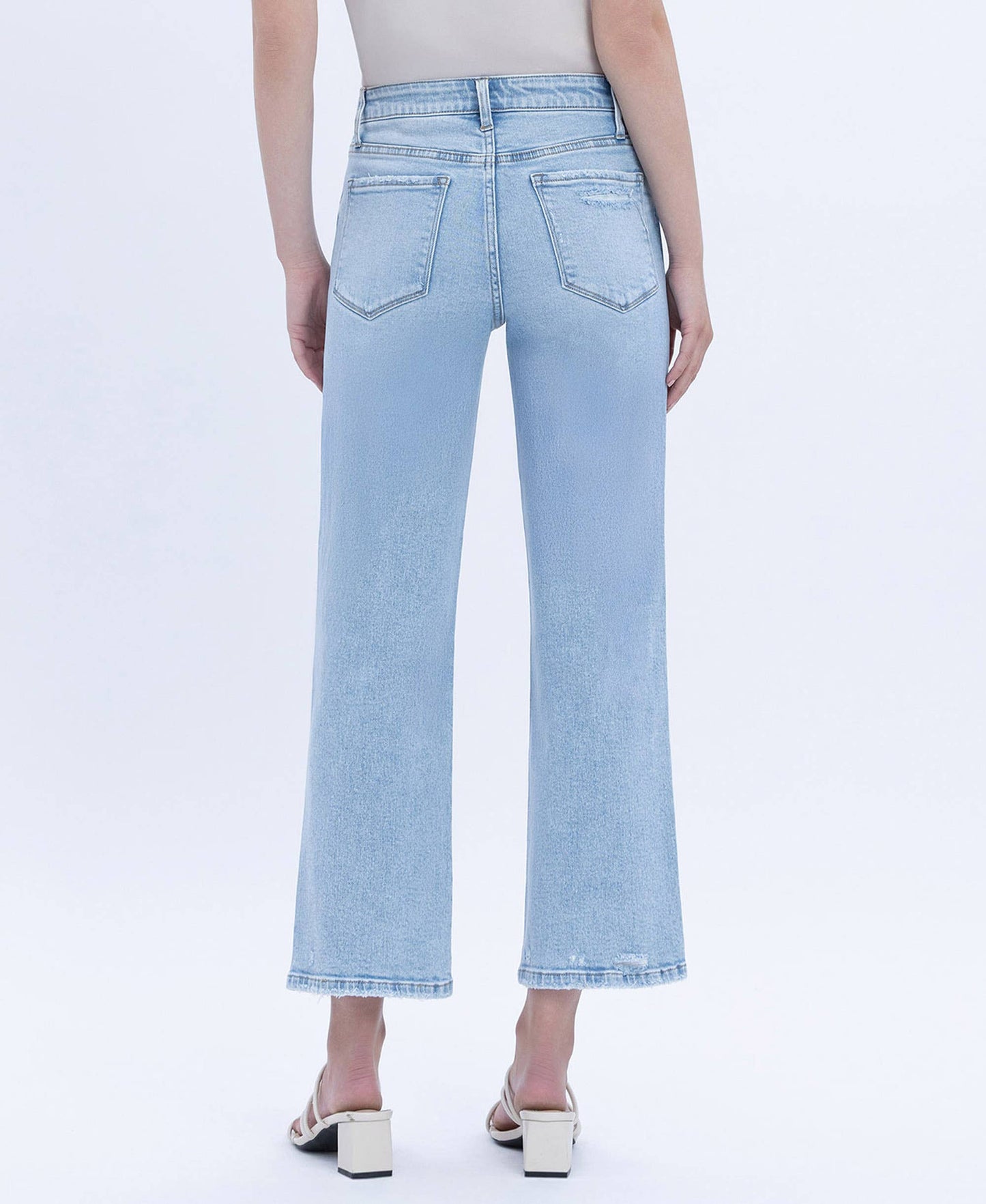 Vervet: High Rise Light Wash Crop Slim Wide Jeans