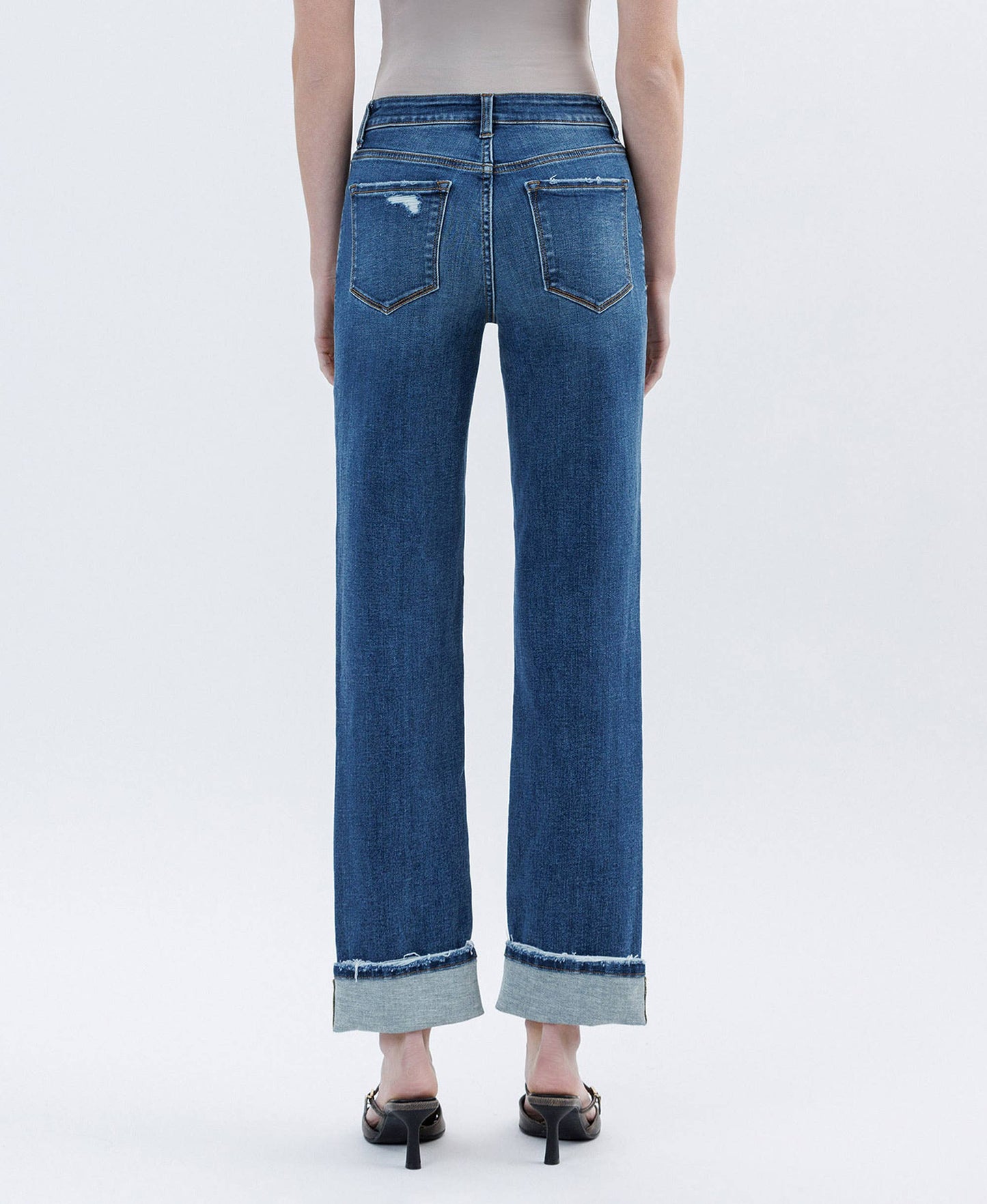 Vervet: High Rise Cuffed Straight Jeans