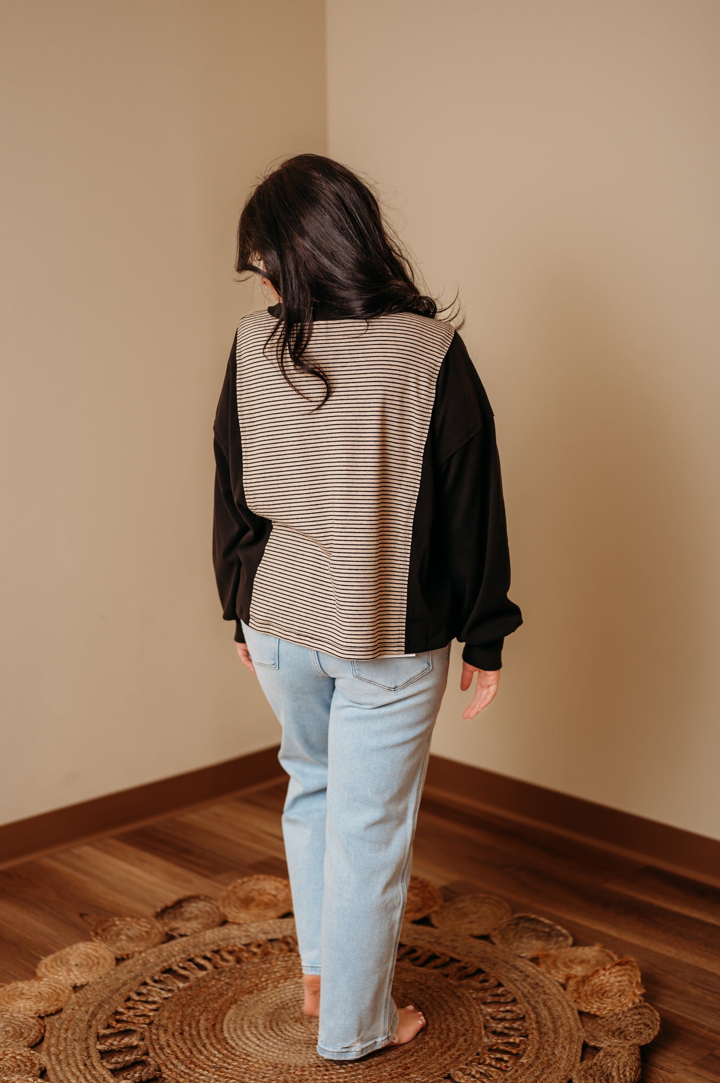 Striped Puff-Sleeve Oversized Top