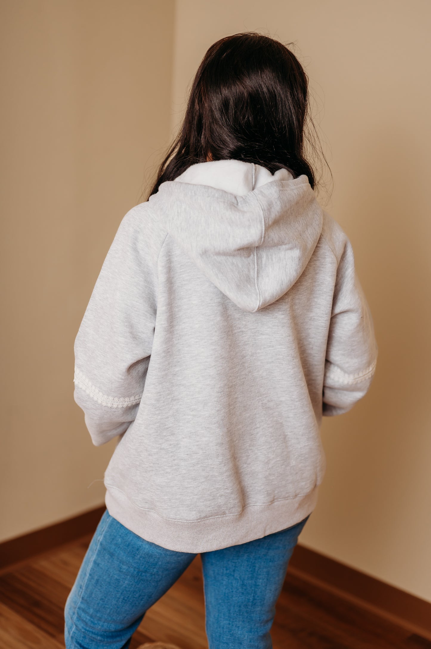 Lace Trim Relaxed Fit Hoodie