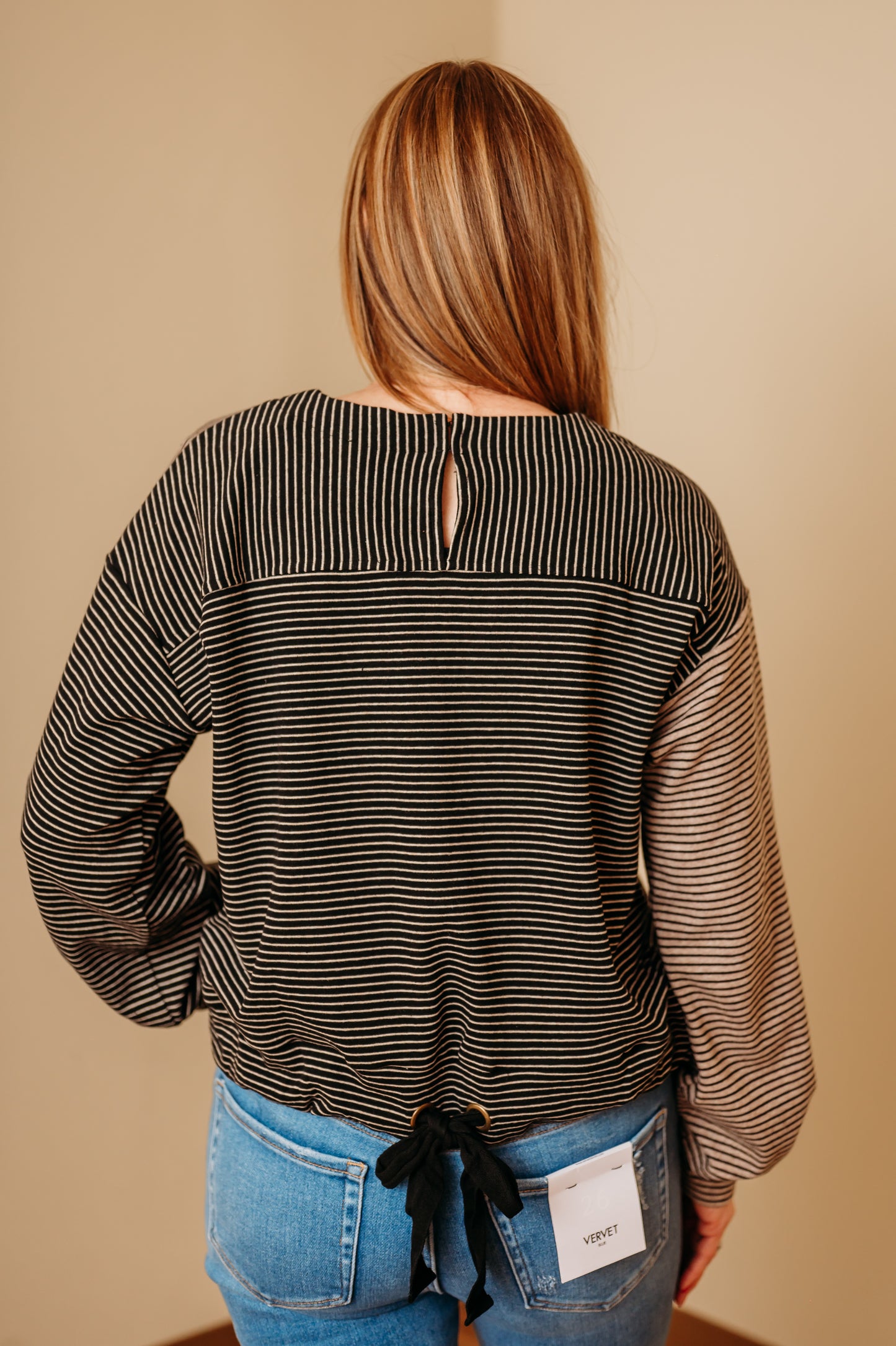 Mixed Stripe Long Sleeve Top