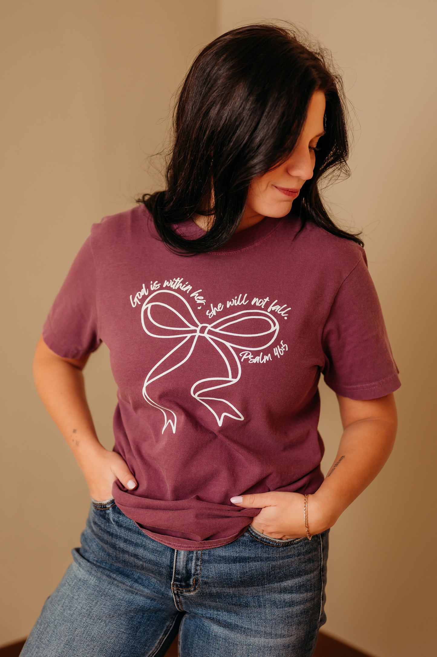 God is Within Her Bow Graphic Tee