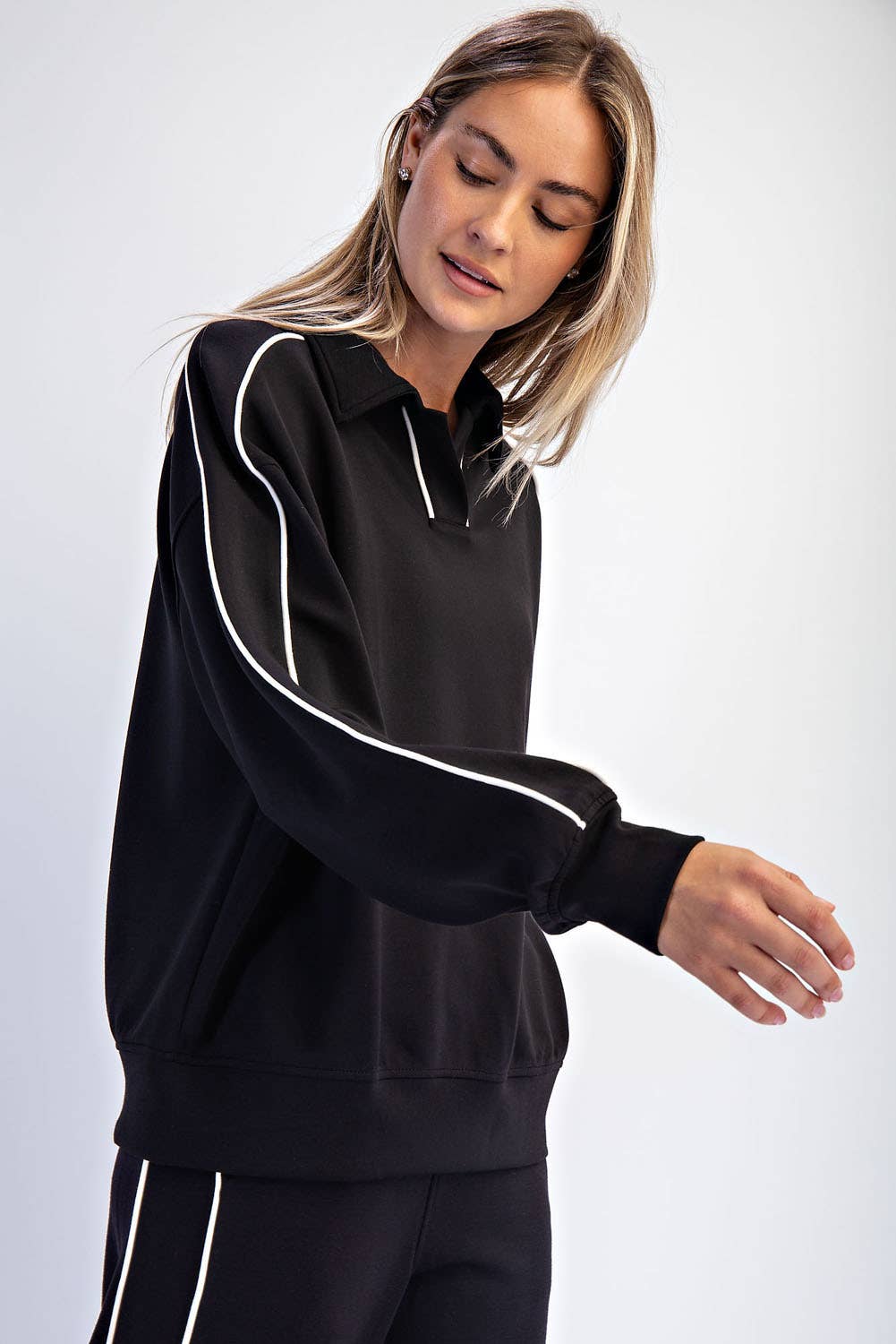 Scuba Polo Top – Black & Cream