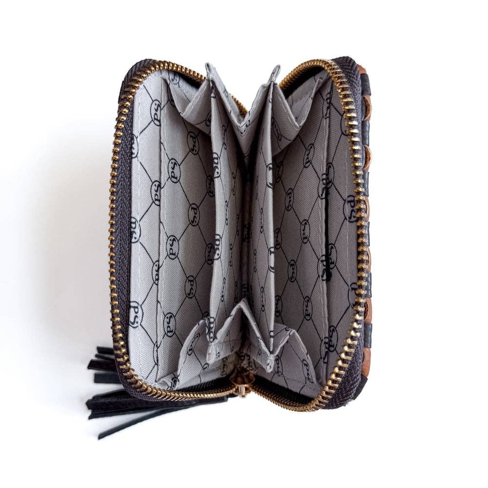 Wynona Woven Wallet - Checkered Black