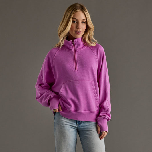 Purple Quarter Zip Sweatshirt - Women's Pullover