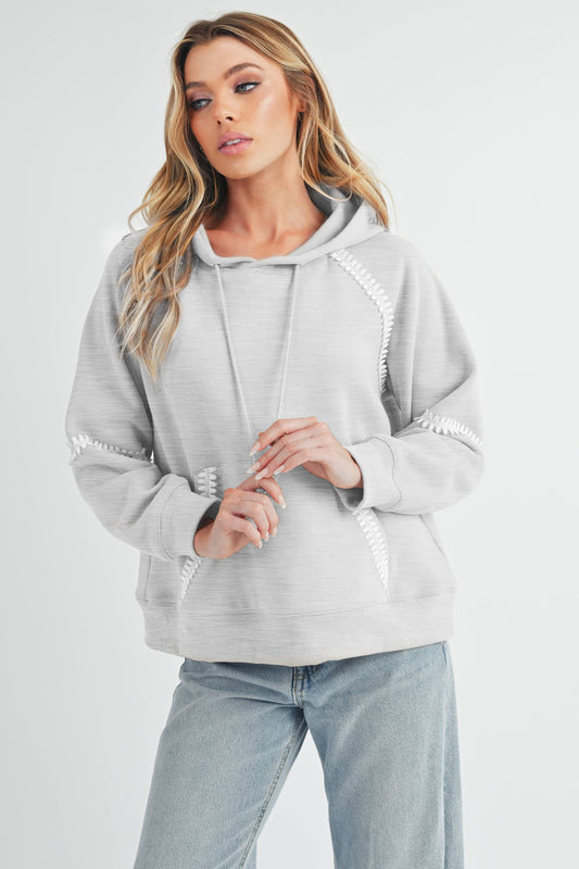 Lace Trim Relaxed Fit Hoodie
