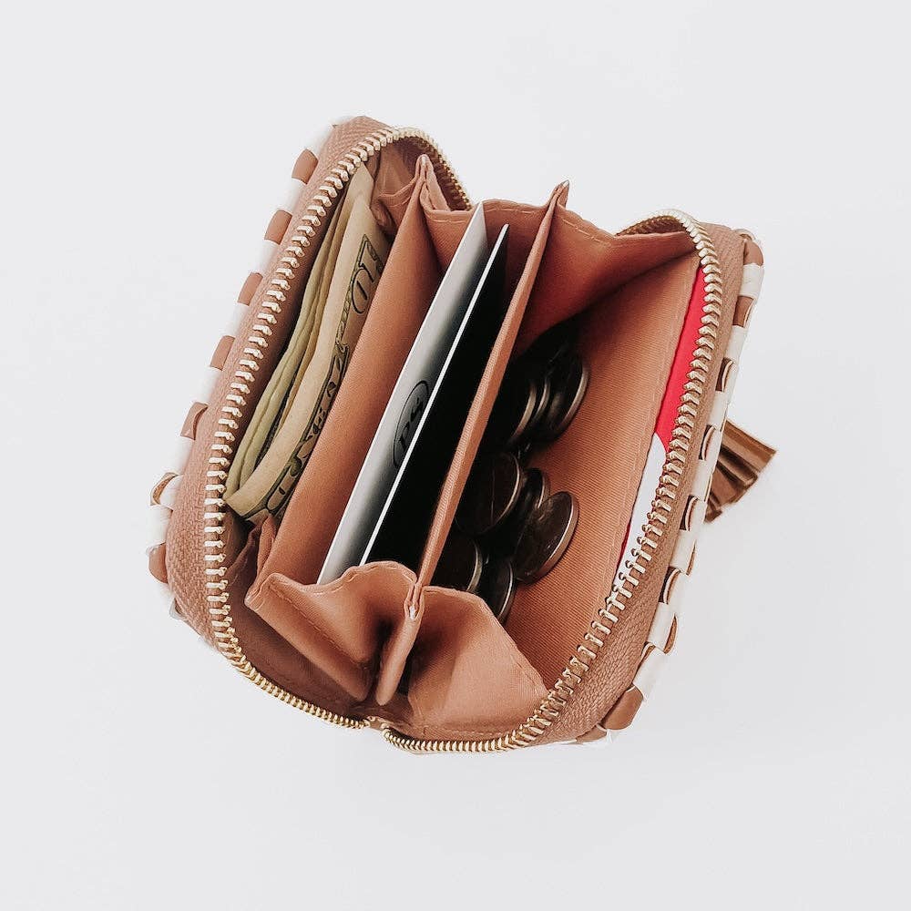 Wynona Woven Wallet - Checkered Brown