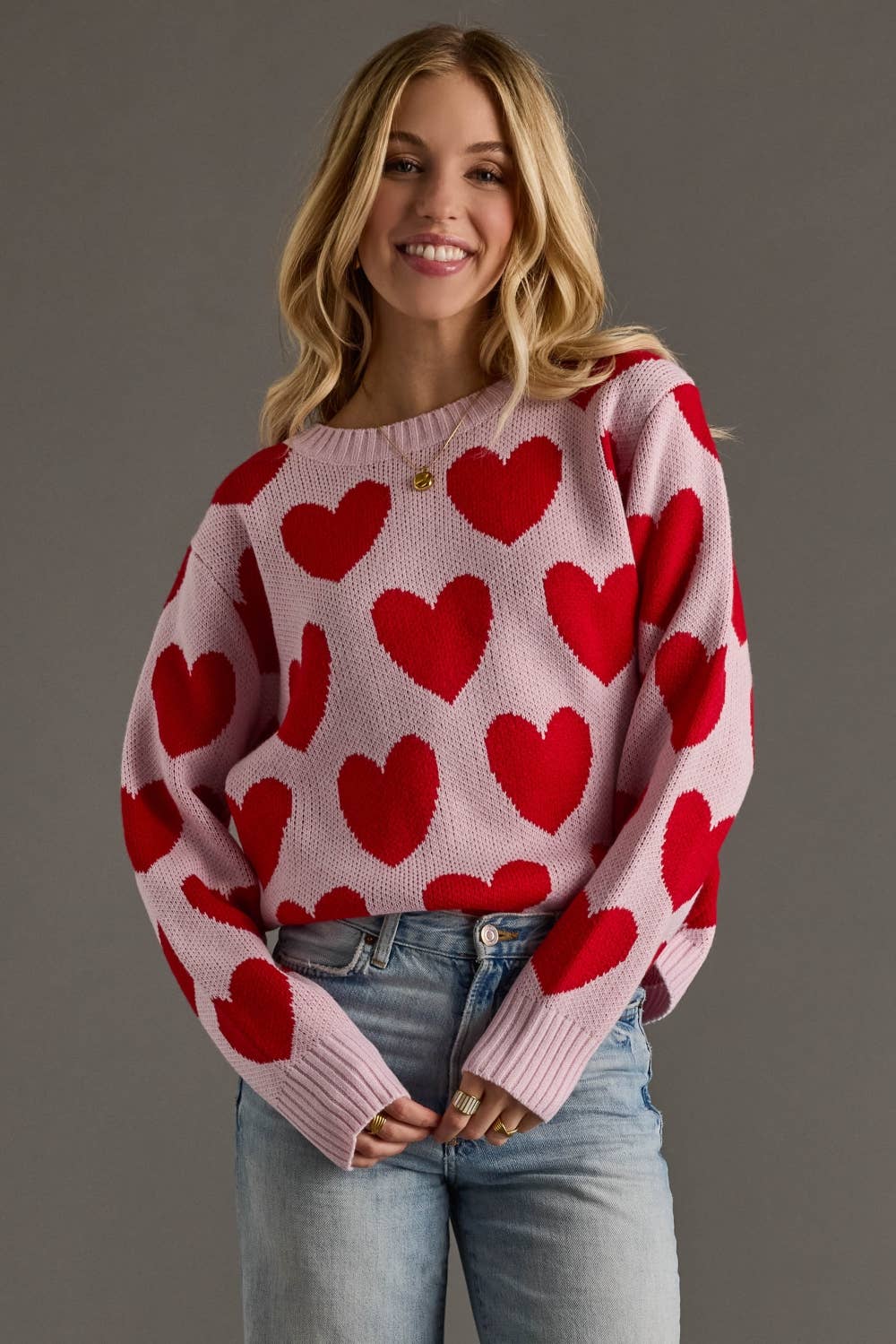 Pink & Red Heart Sweater