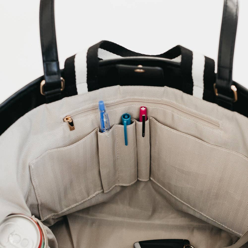 Woven Tiffany Organizer Tote Bag: Checkered Black