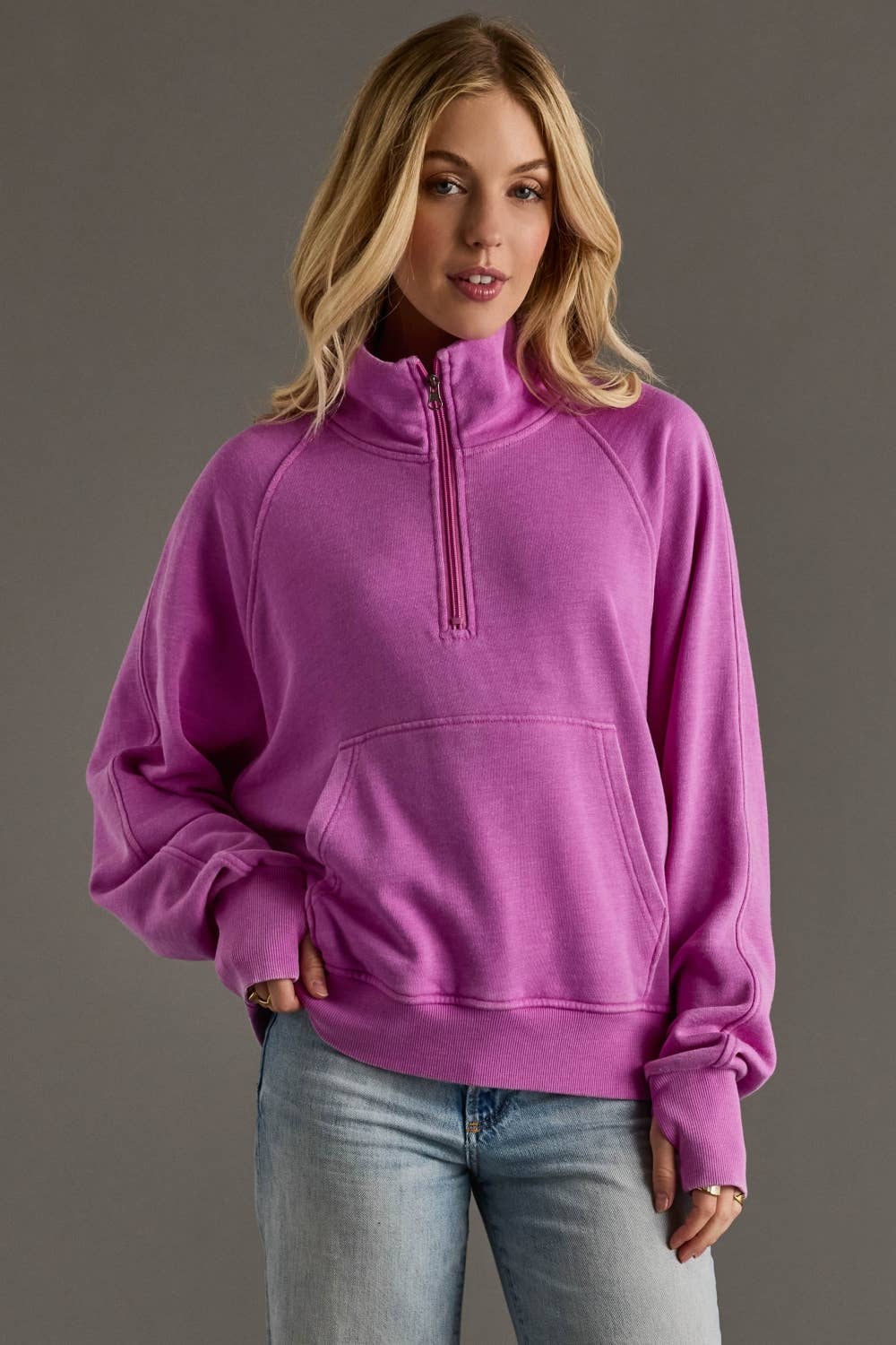 Purple Quarter Zip Sweatshirt - Women's Pullover