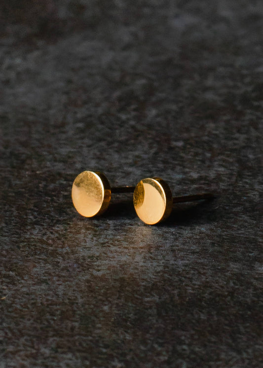 Gold Circle Stud Earrings