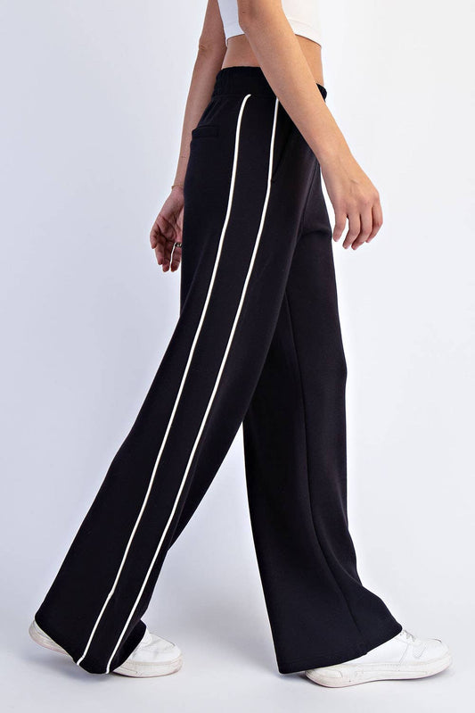 Scuba Stripe Straight Pant – Black & Cream