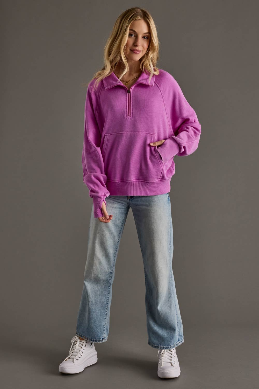 Purple Quarter Zip Sweatshirt - Women's Pullover