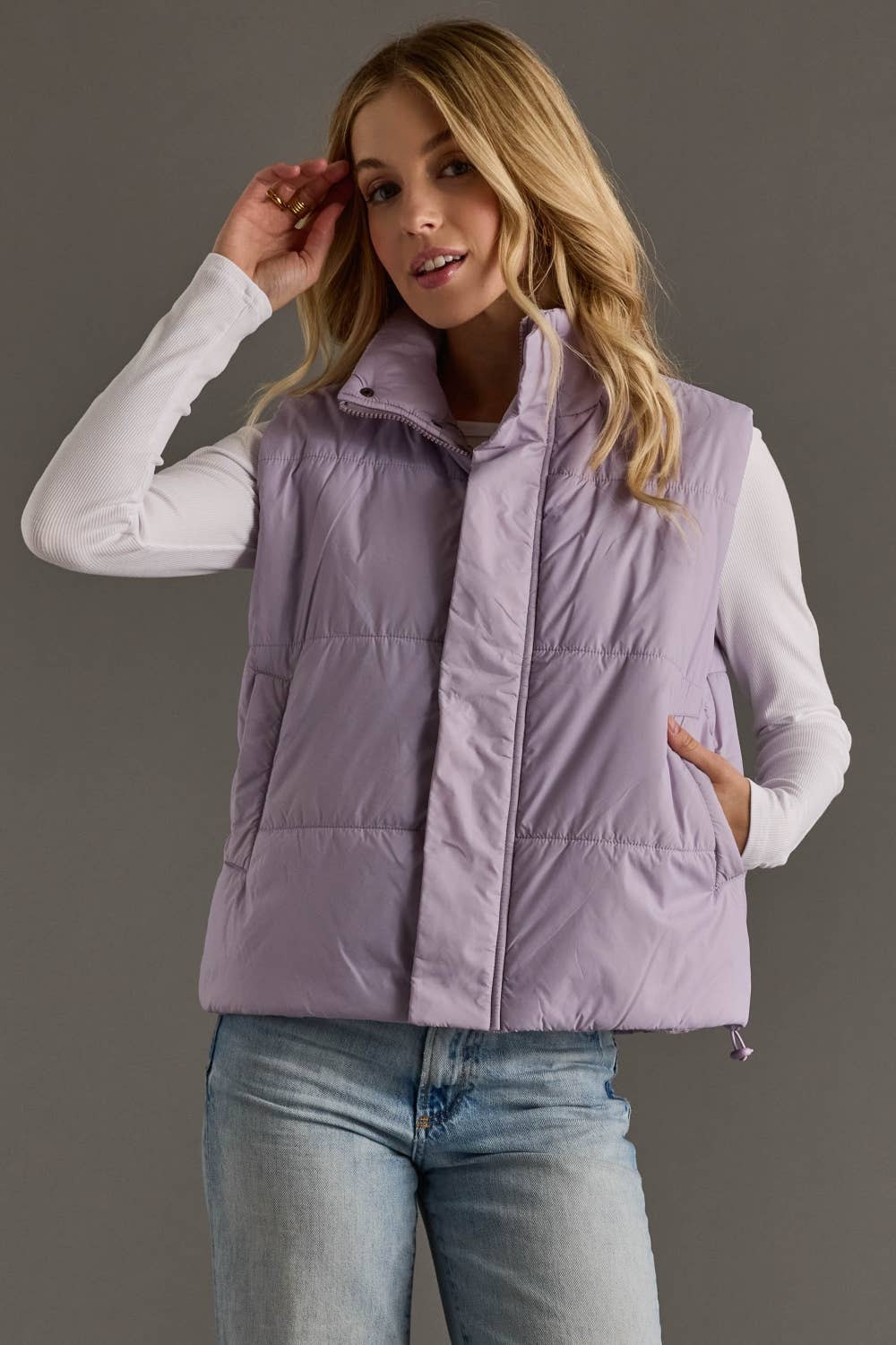 Light Lavender Puffer Vest - Women's Zip Vest
