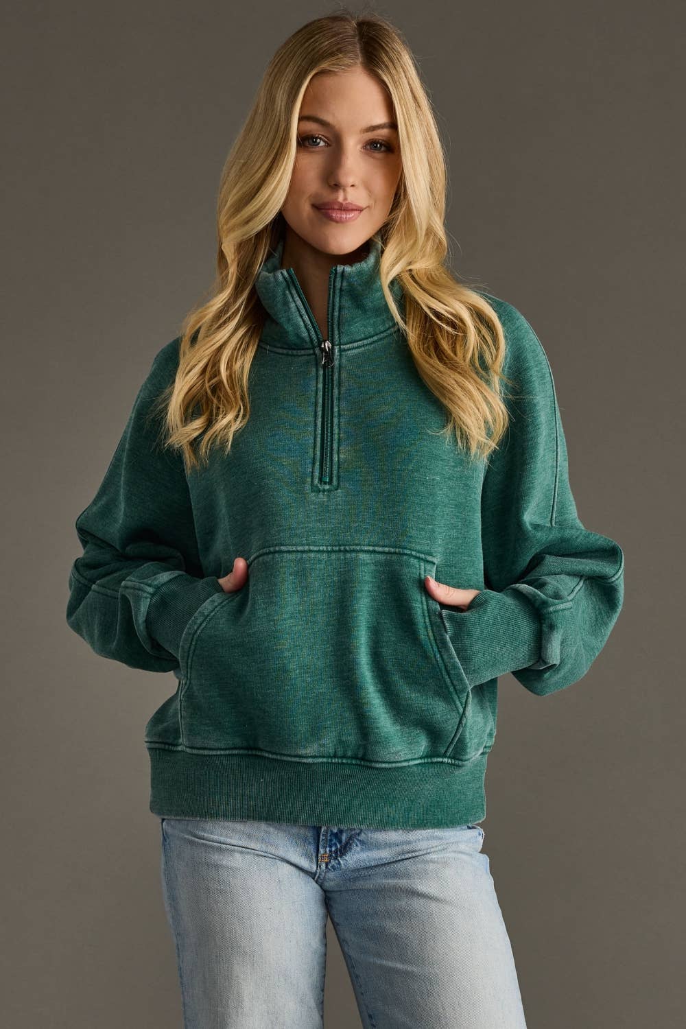 Dark Green Quarter Zip Sweatshirt