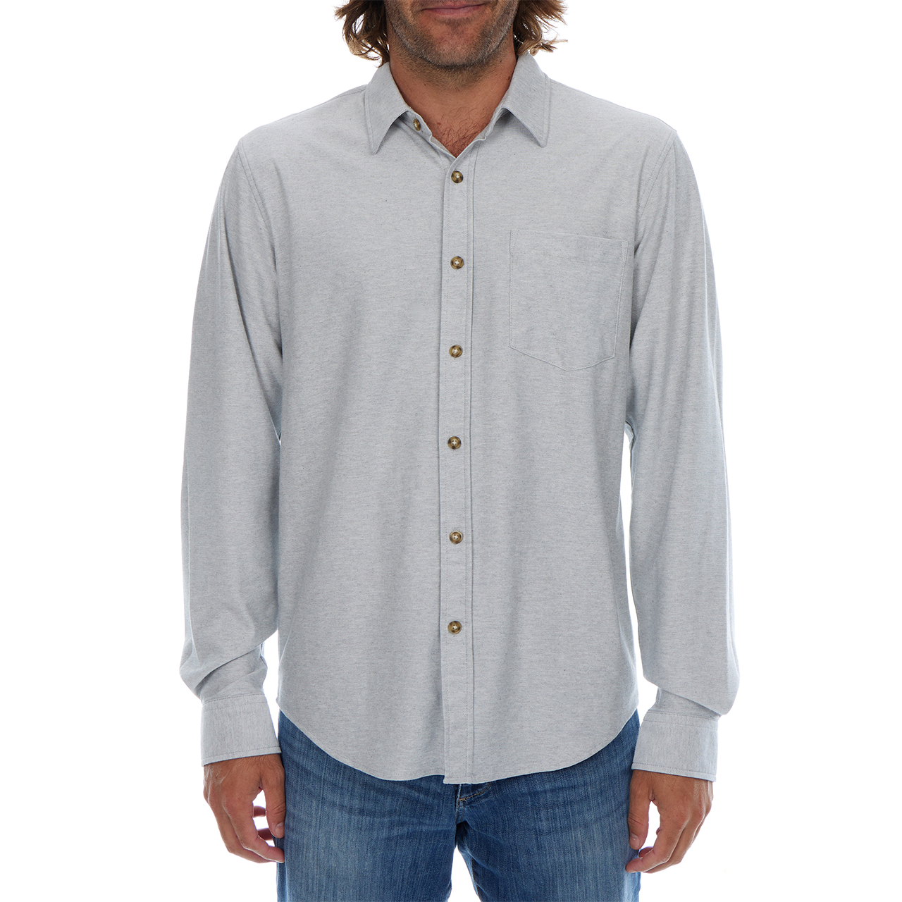 Stretch Pique Button-Up Shirt