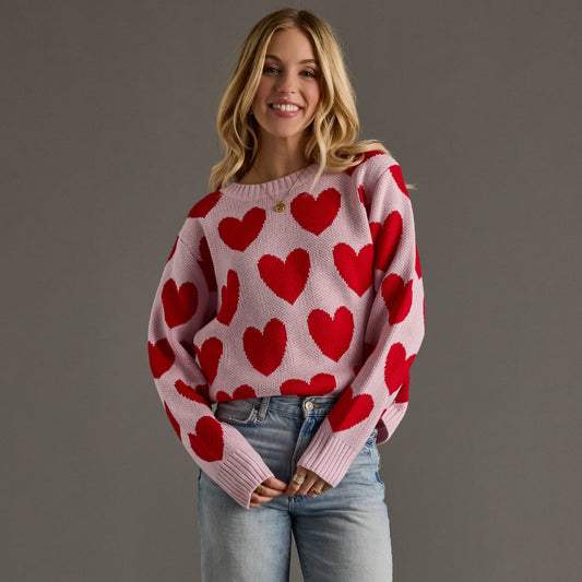 Pink & Red Heart Sweater