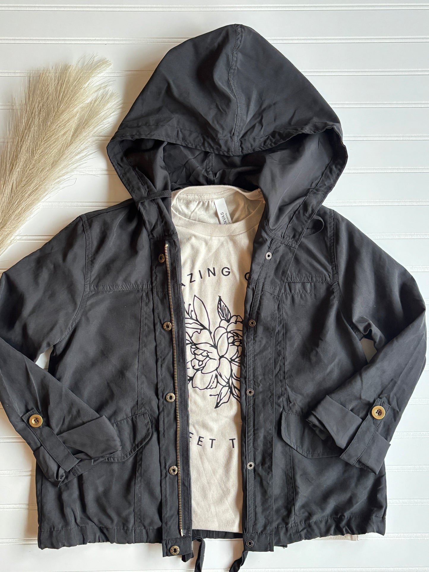 Hooded Drawstring Utility Jacket