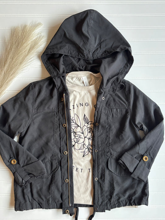 Hooded Drawstring Utility Jacket