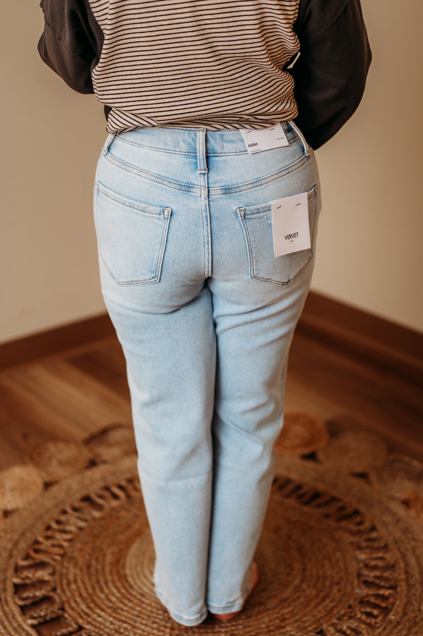 Vervet: High Rise Light Wash Crop Slim Wide Jeans