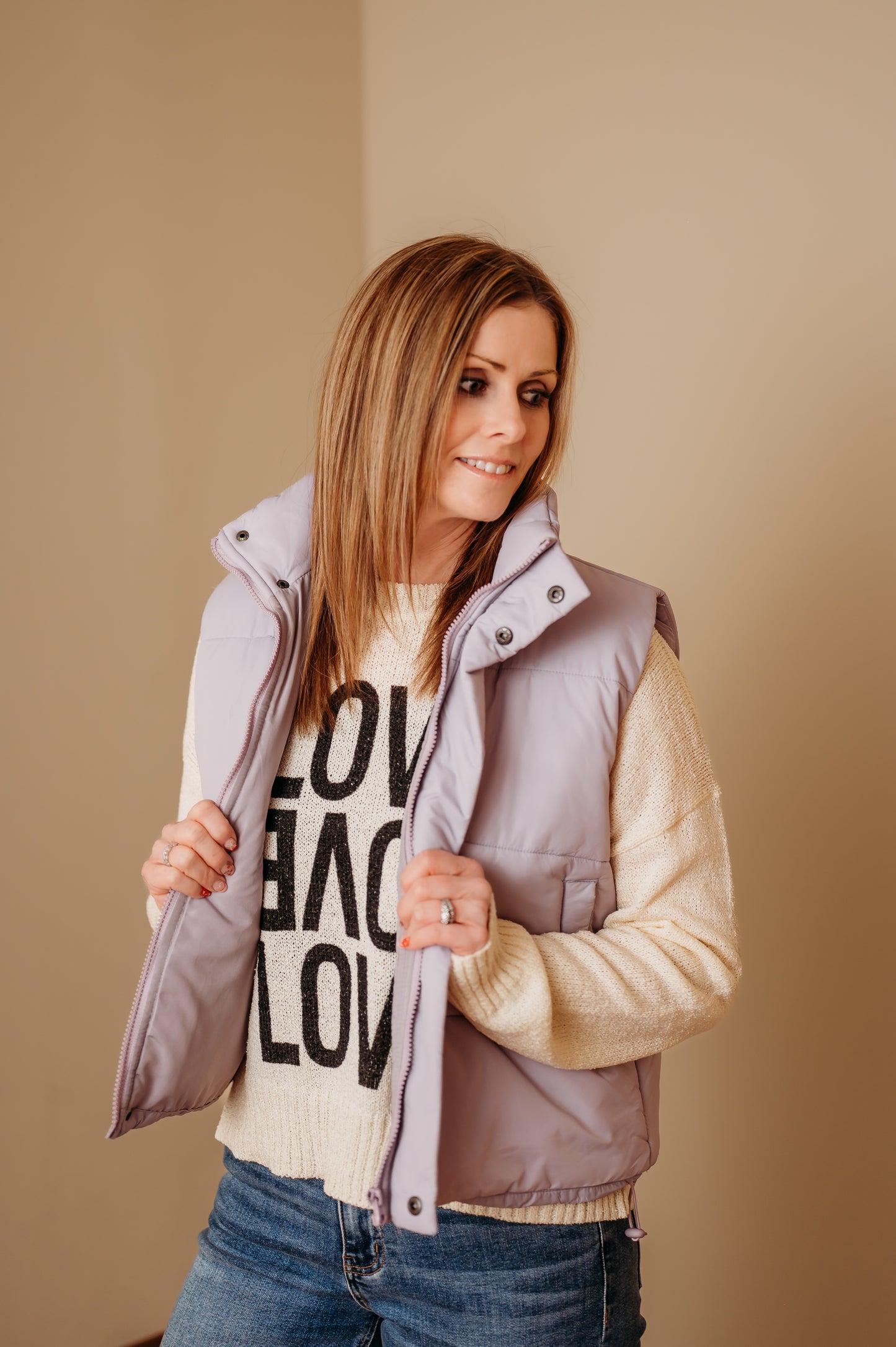 Light Lavender Puffer Vest - Women's Zip Vest