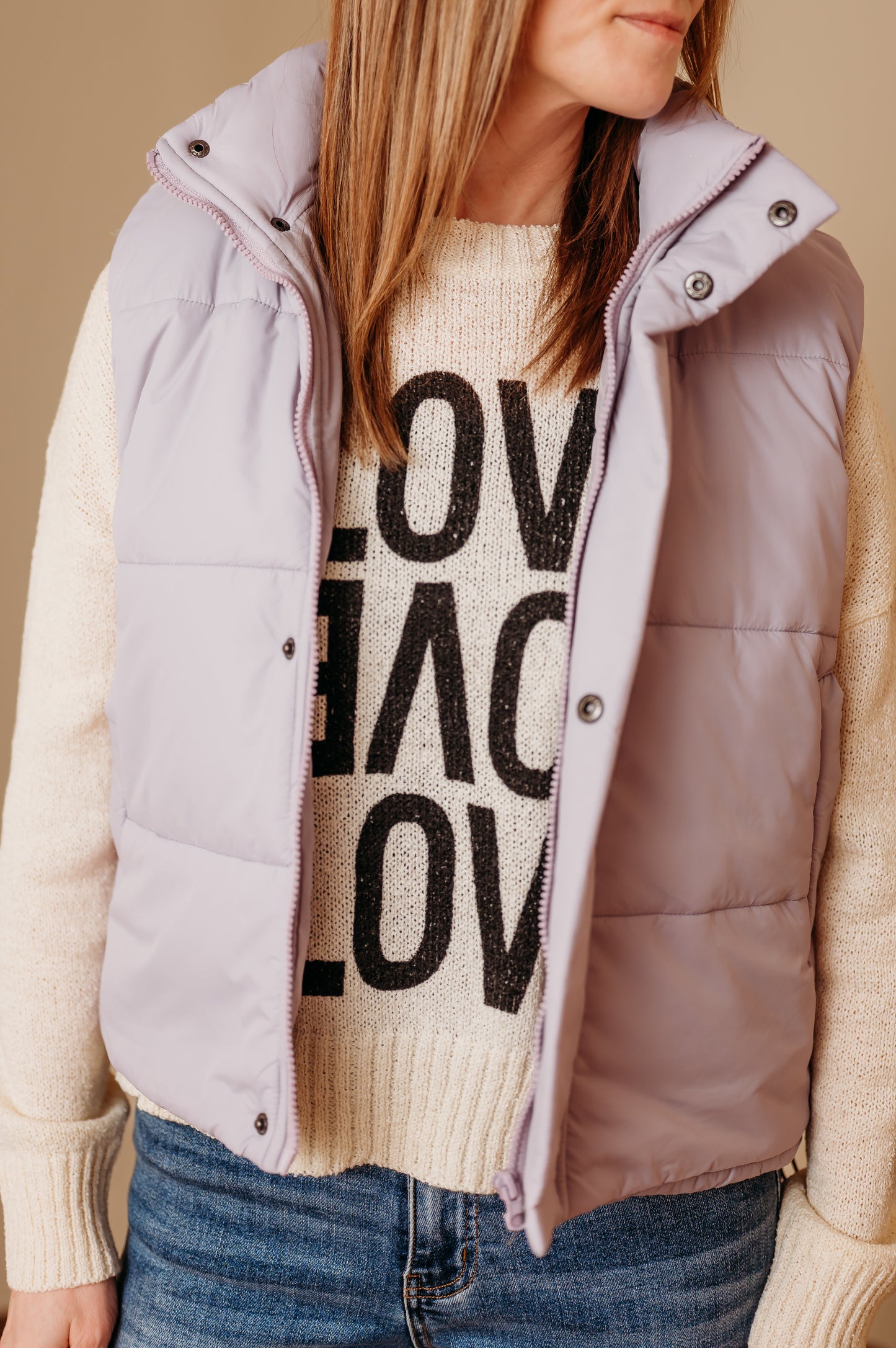 Light Lavender Puffer Vest - Women's Zip Vest