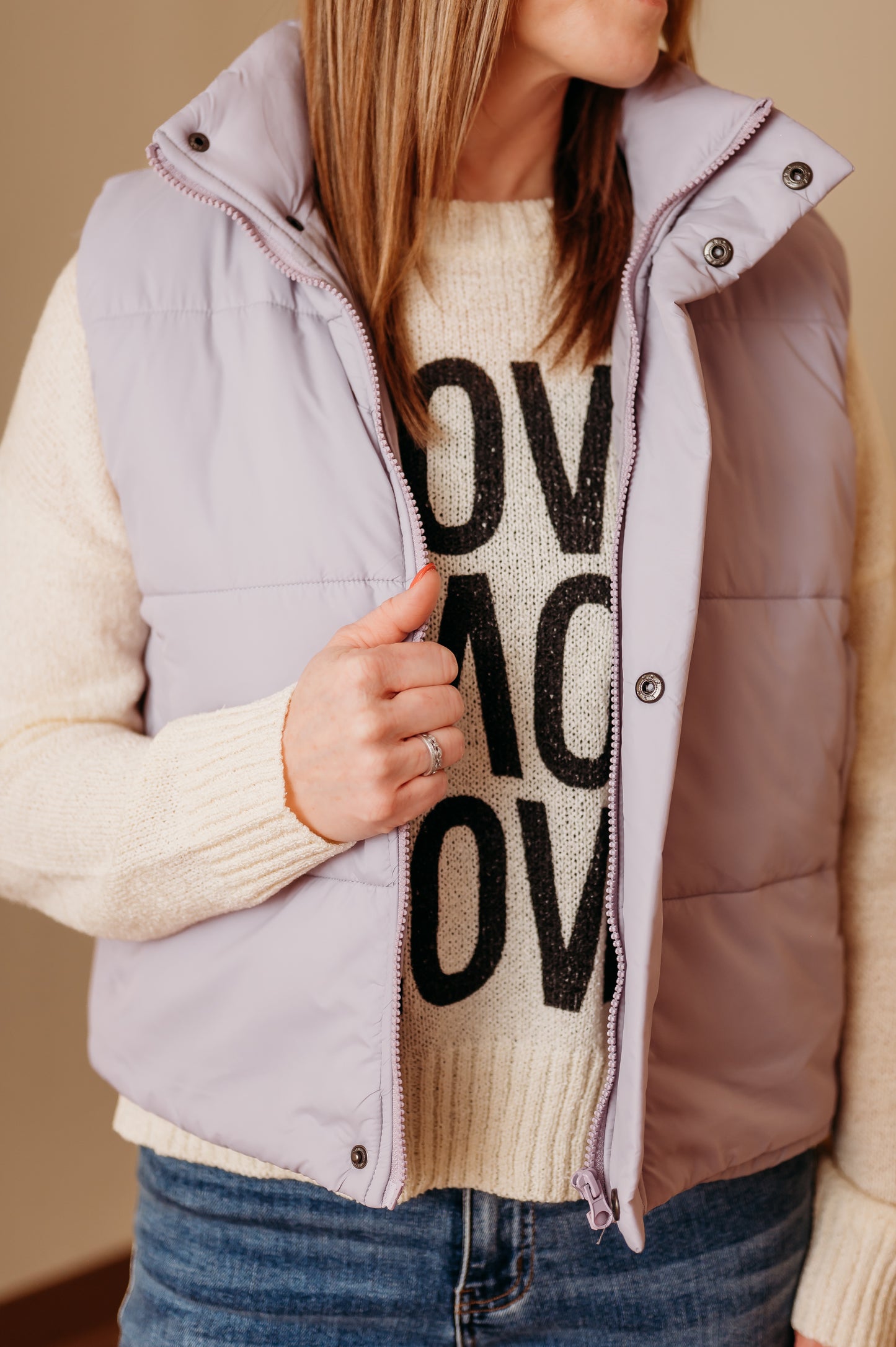 Light Lavender Puffer Vest - Women's Zip Vest