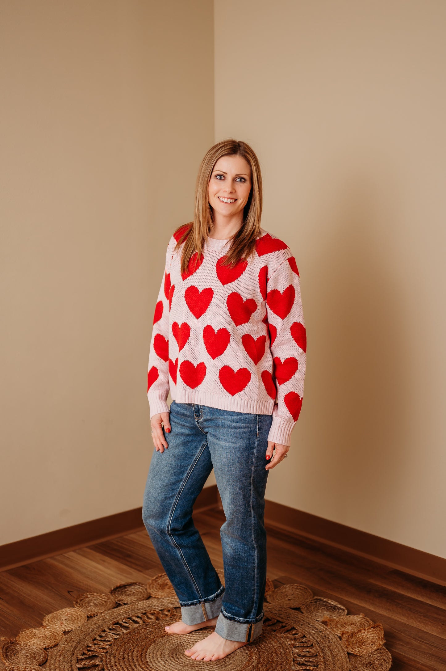 Pink & Red Heart Sweater