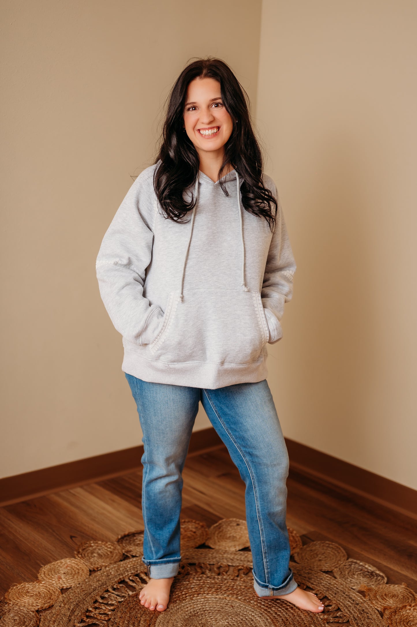 Lace Trim Relaxed Fit Hoodie