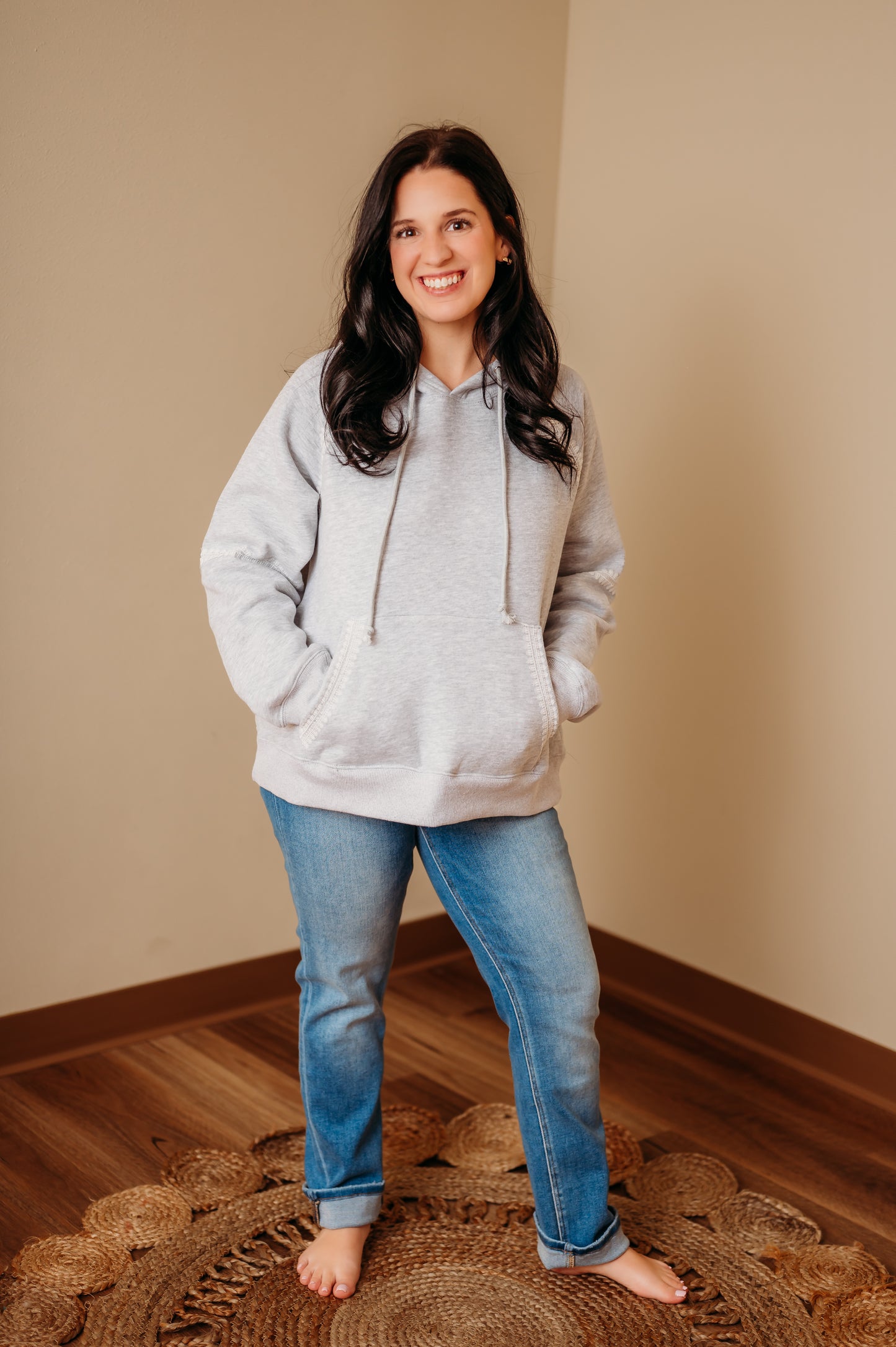 Lace Trim Relaxed Fit Hoodie