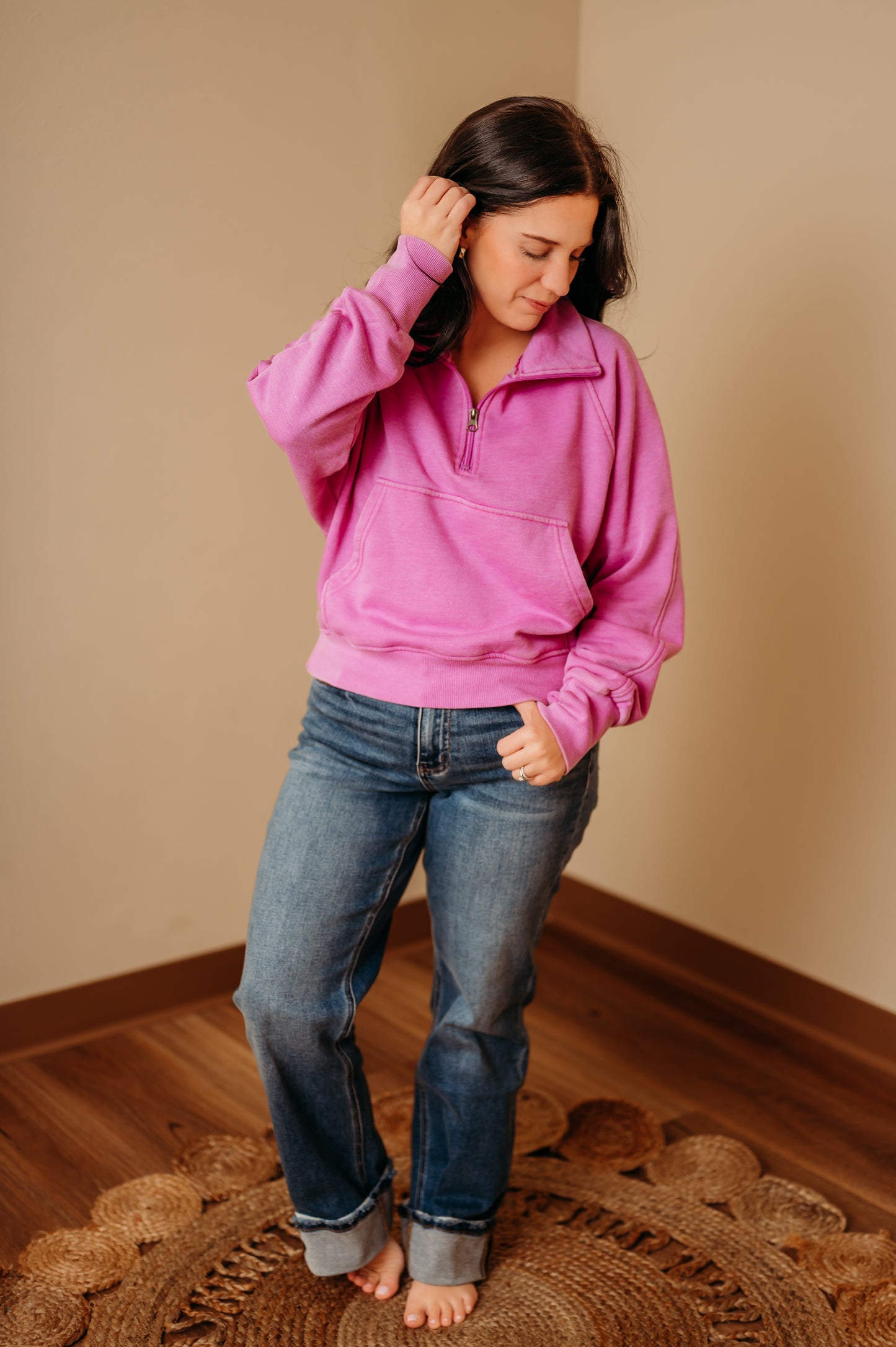 Purple Quarter Zip Sweatshirt - Women's Pullover