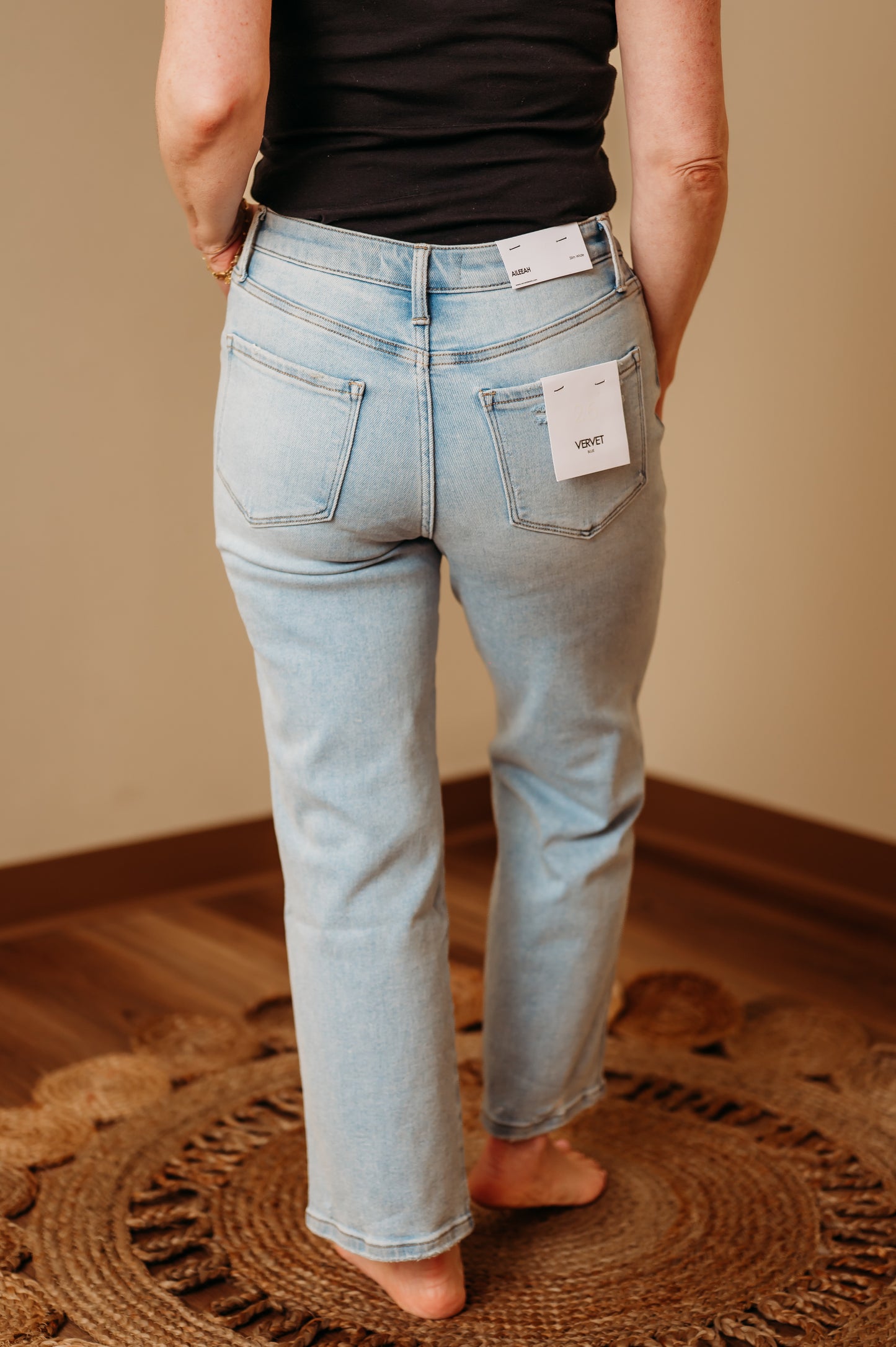 Vervet: High Rise Light Wash Crop Slim Wide Jeans