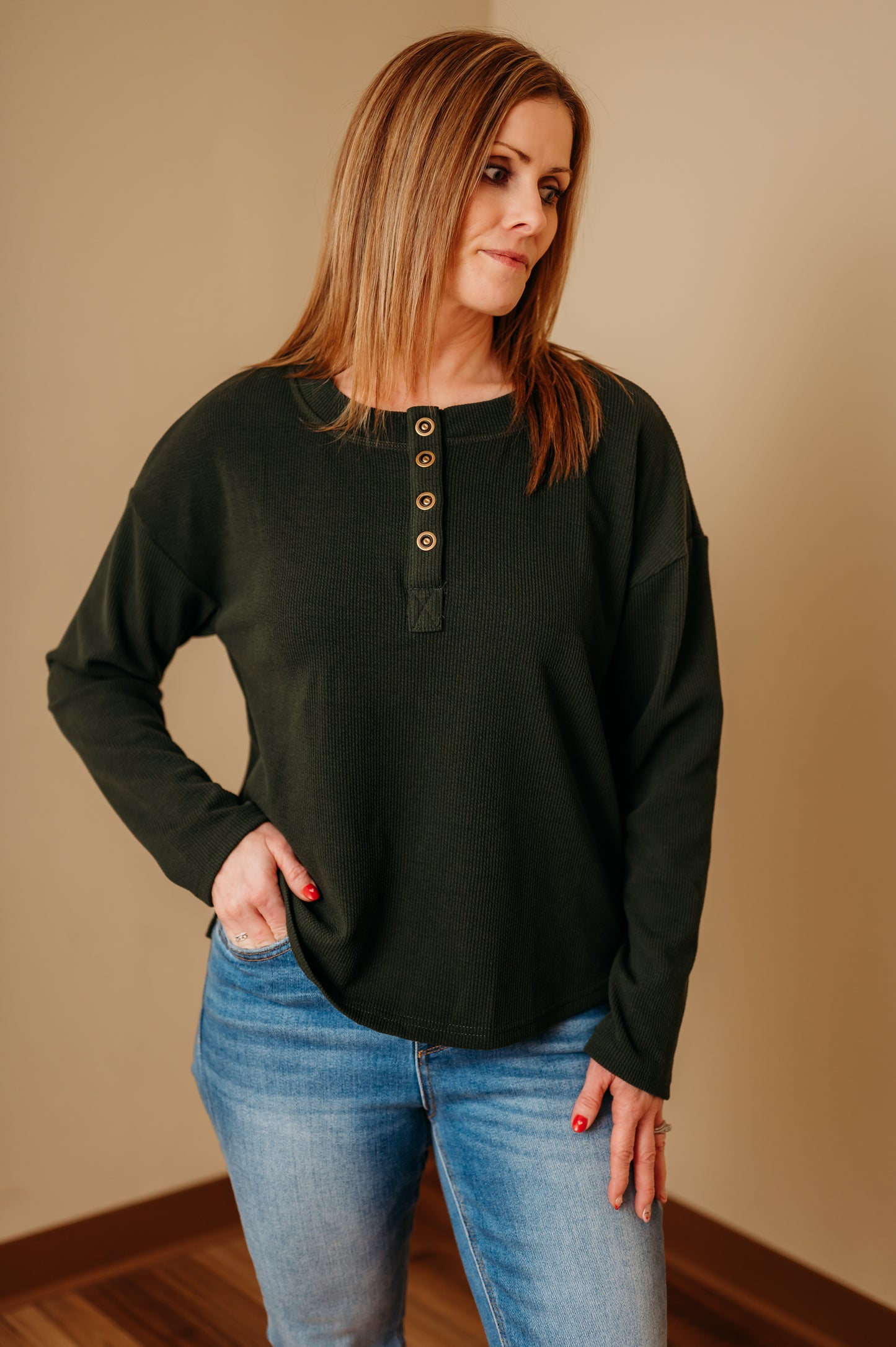 Button Henley Knit Top