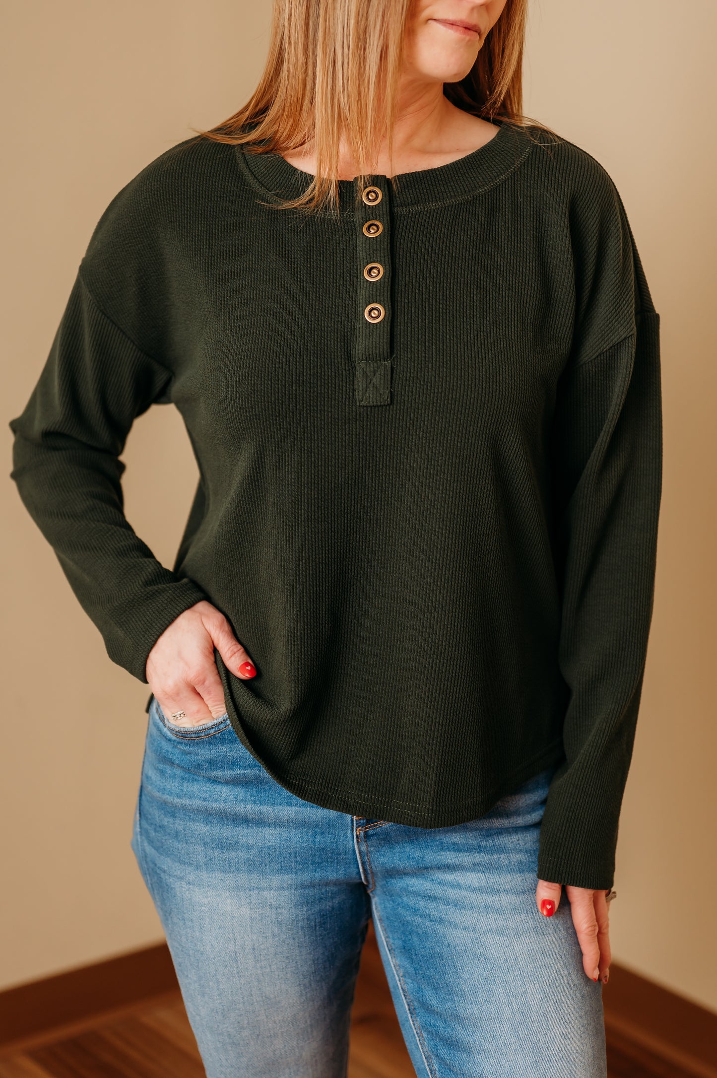 Button Henley Knit Top
