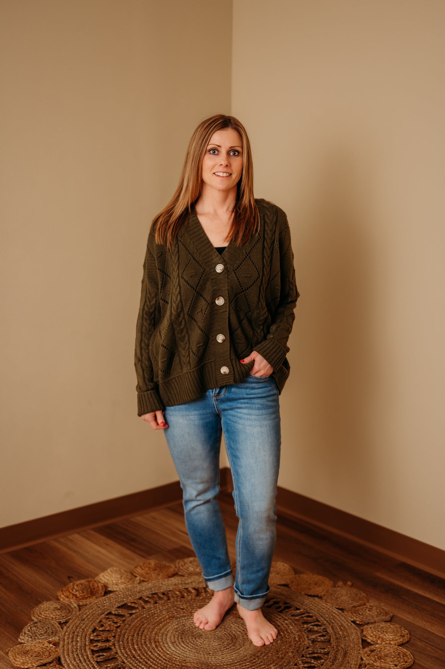 Olive Button Up Cardigan