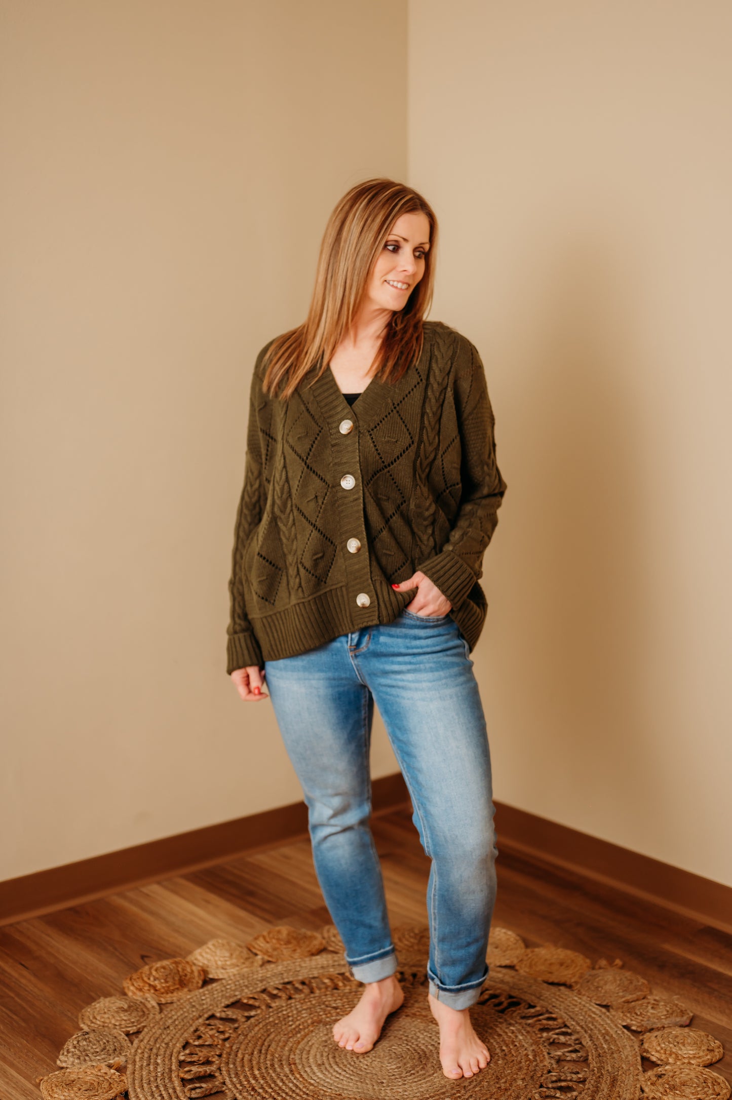 Olive Button Up Cardigan
