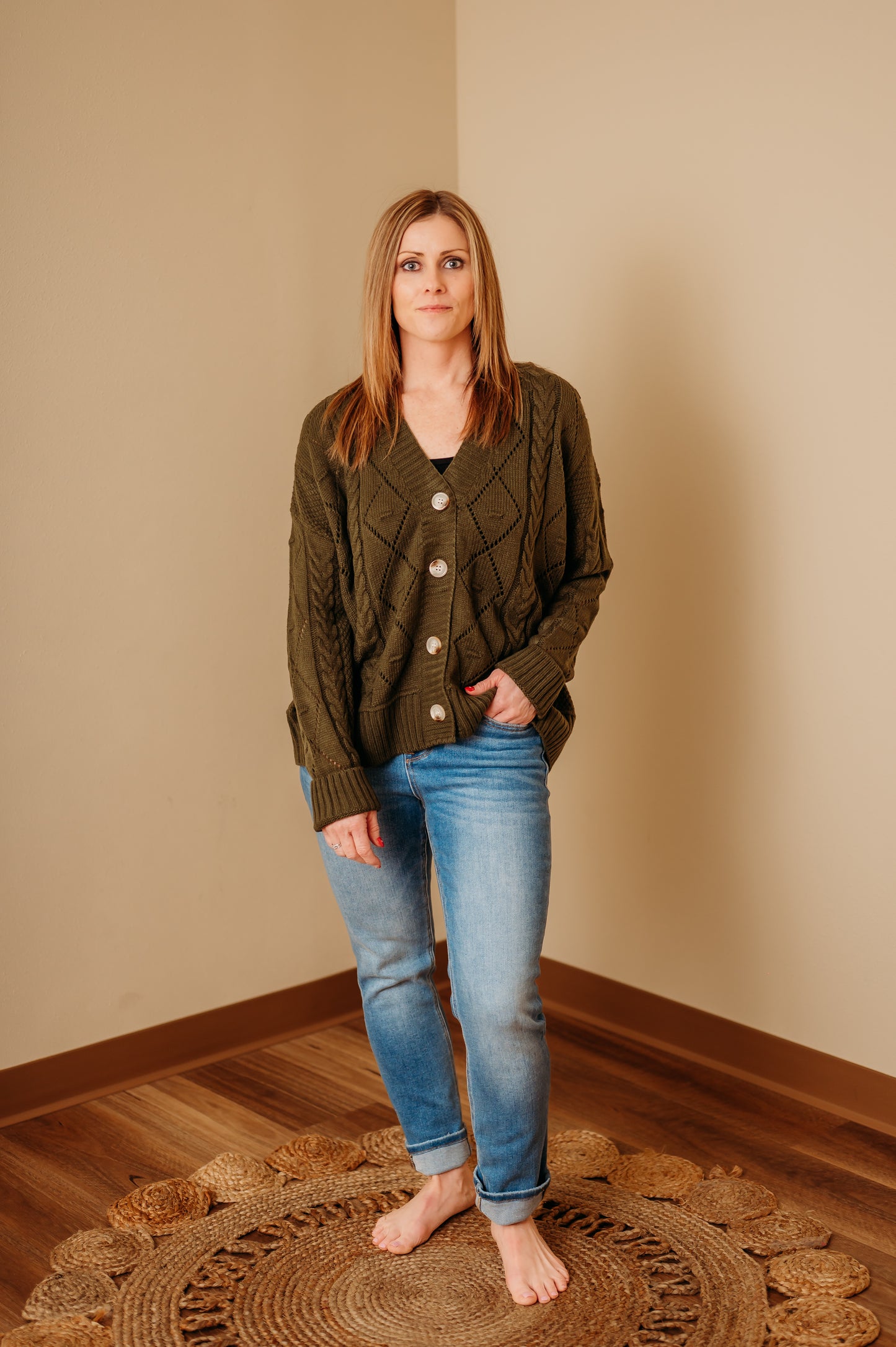 Olive Button Up Cardigan