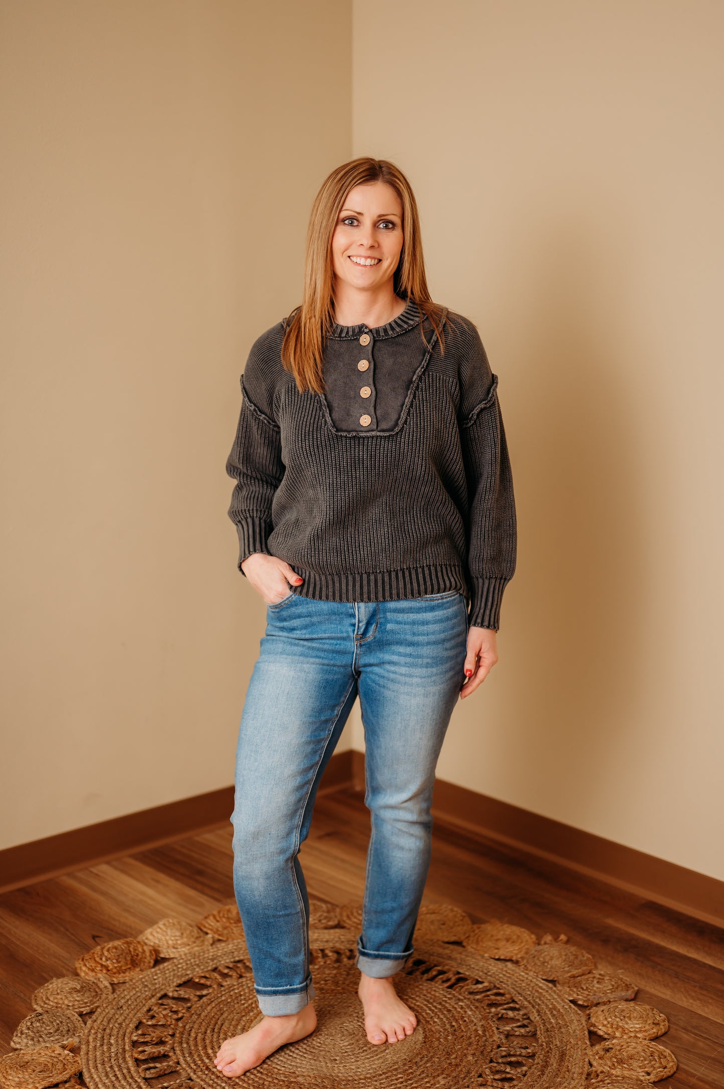 The Everyday Henley Knit Sweater