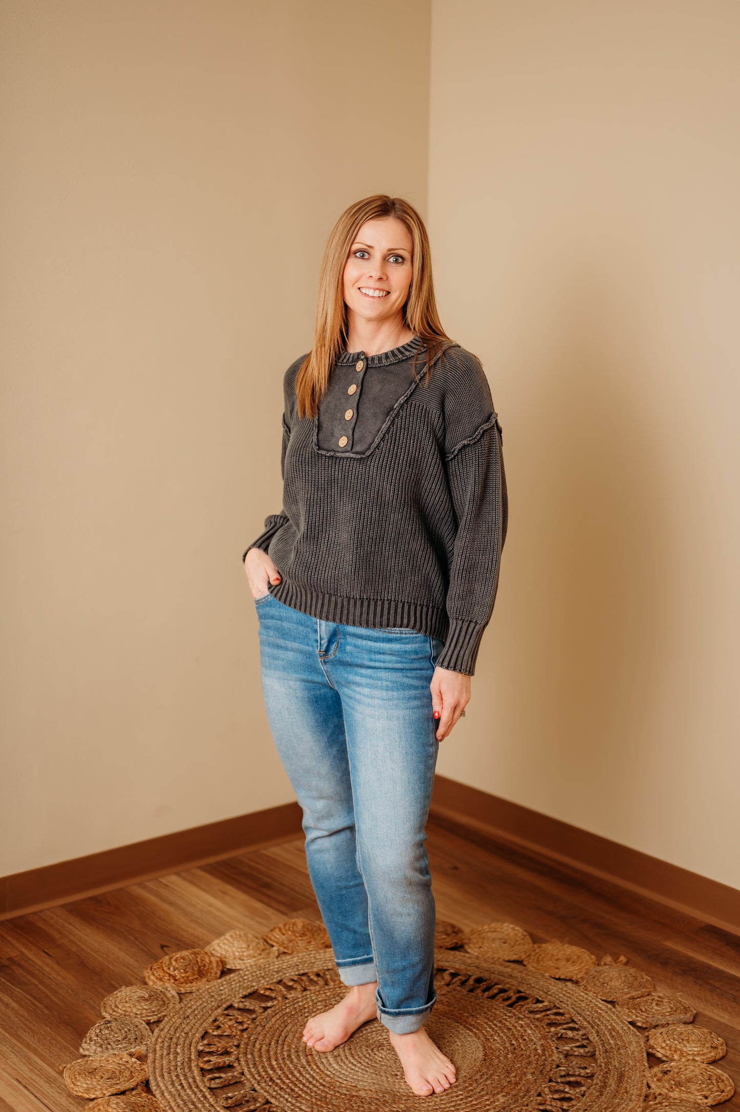 The Everyday Henley Knit Sweater