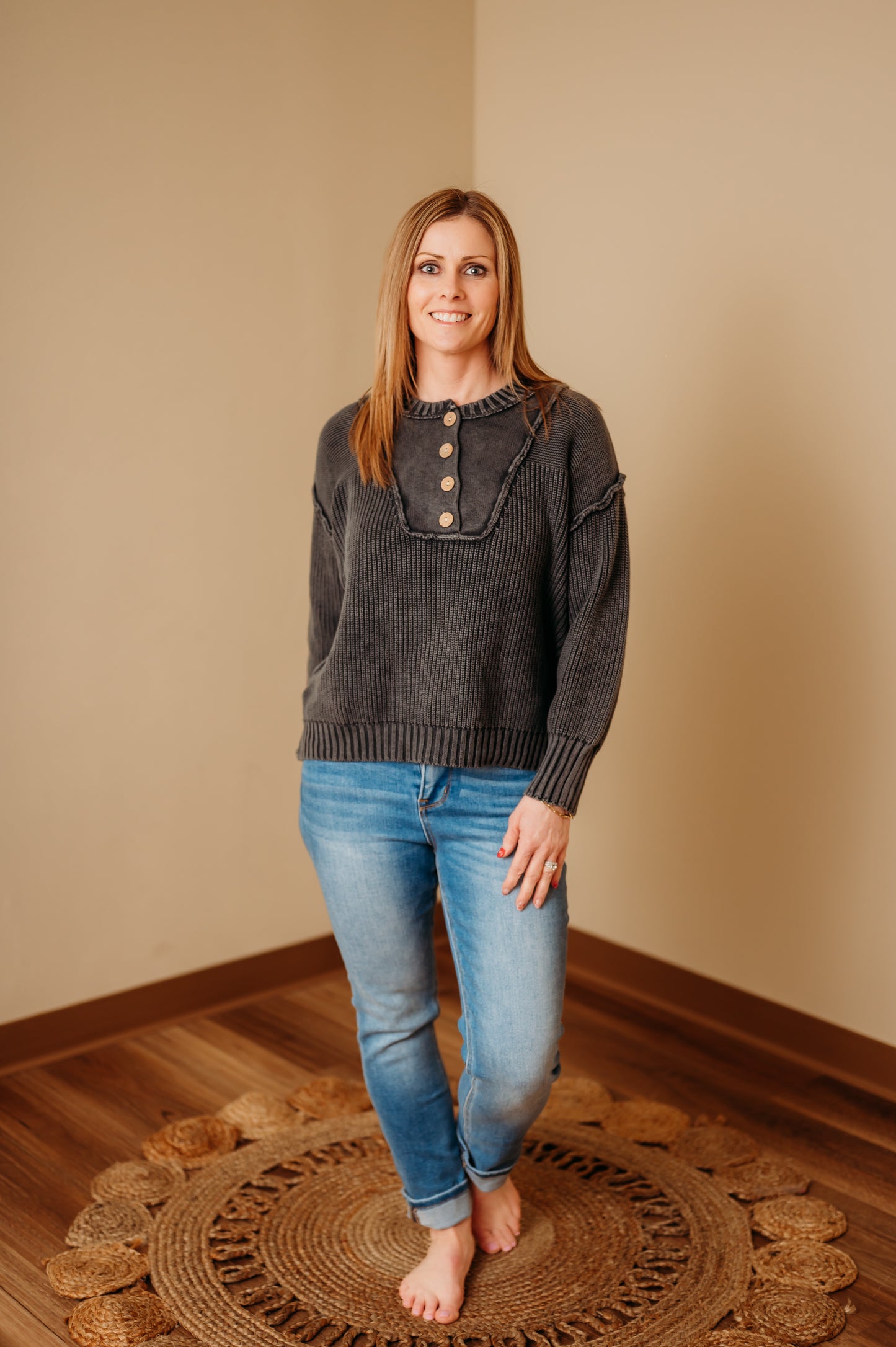 The Everyday Henley Knit Sweater