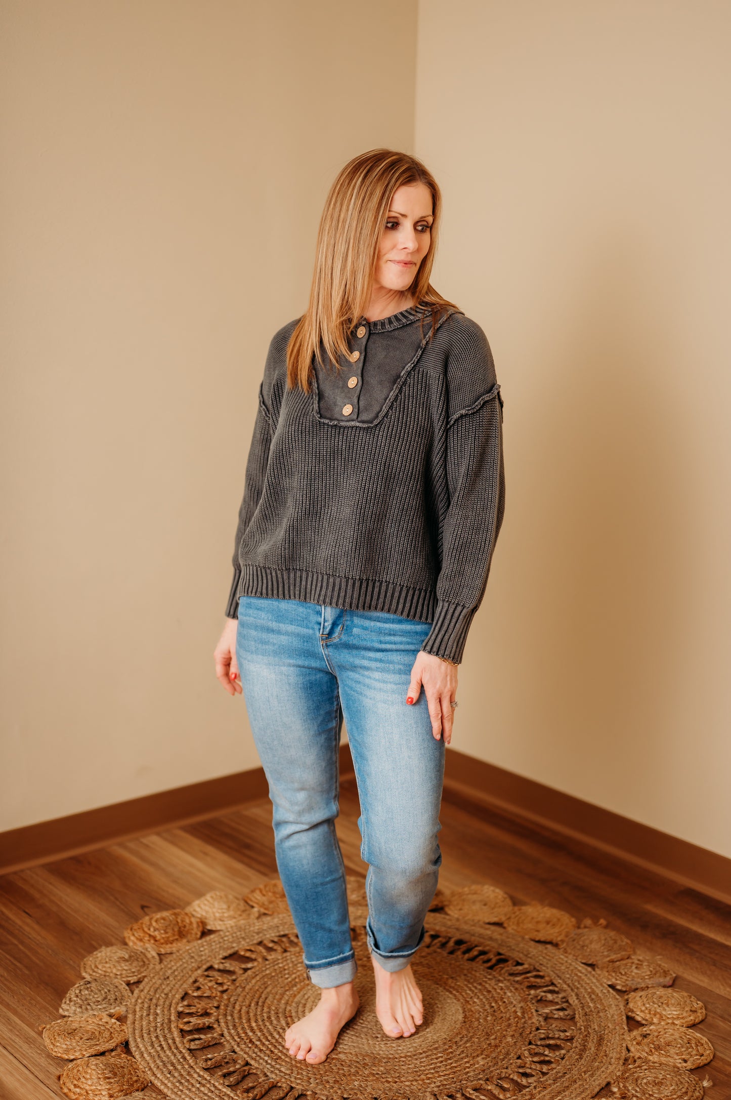 The Everyday Henley Knit Sweater