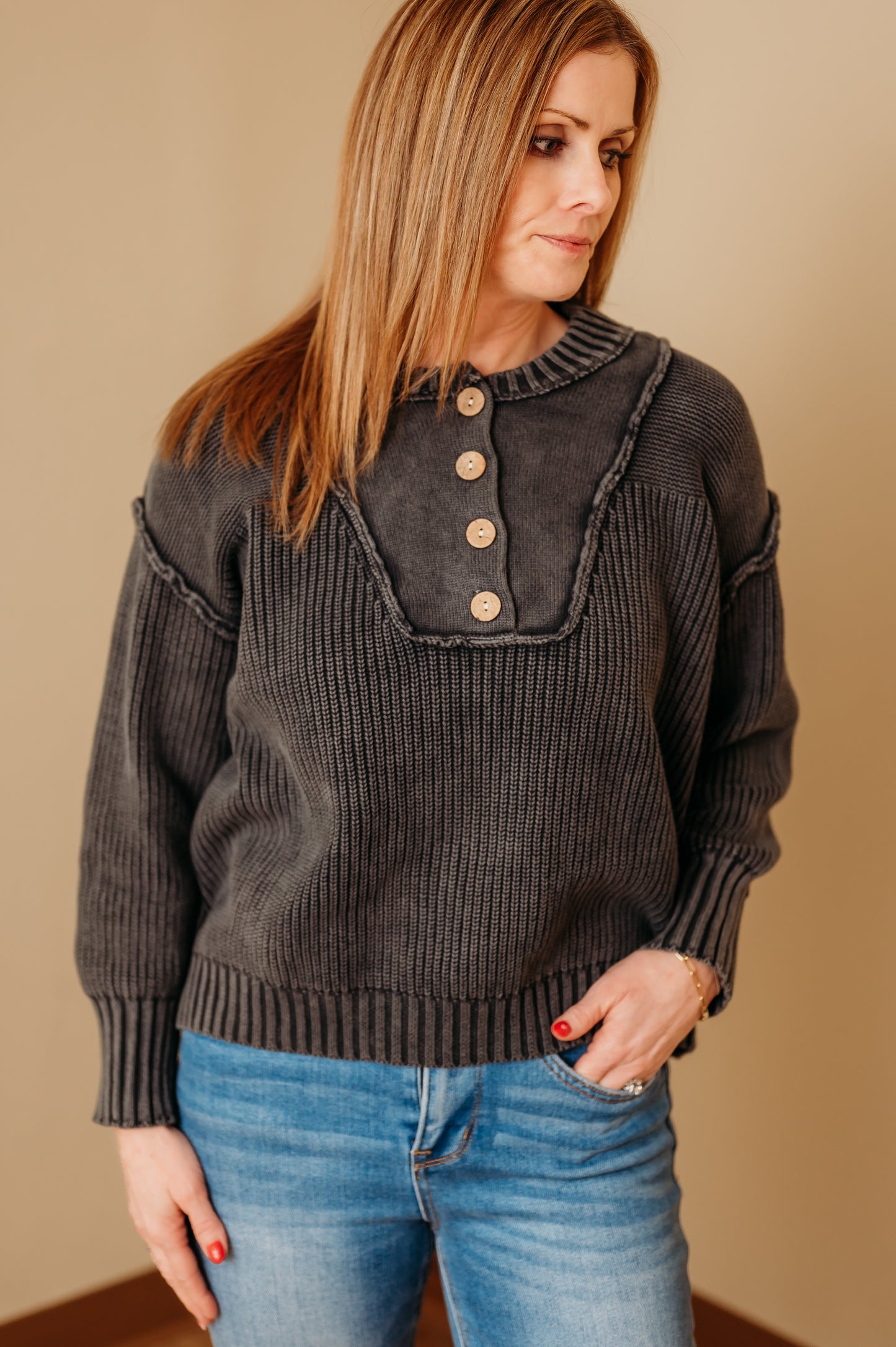 The Everyday Henley Knit Sweater