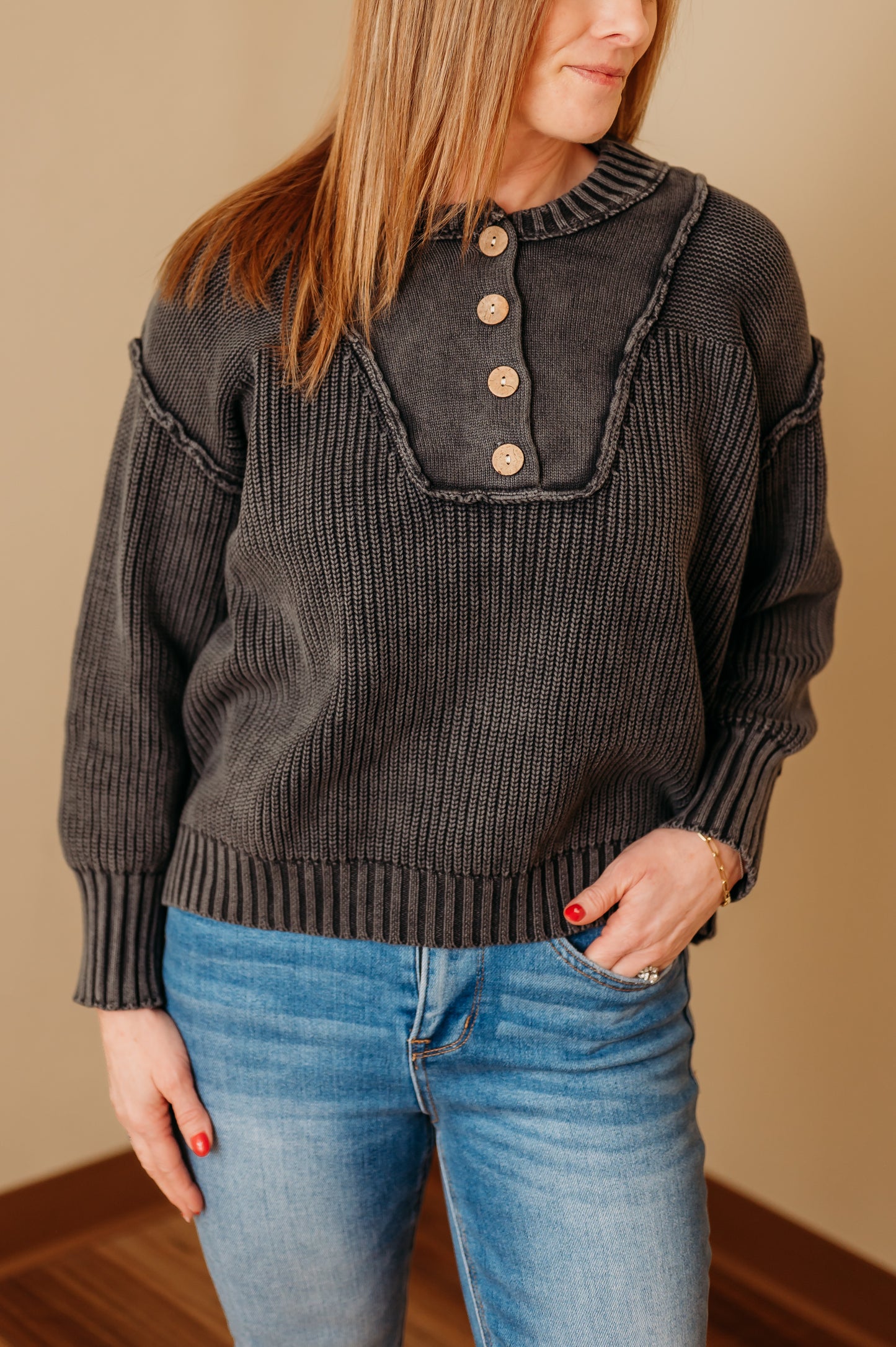 The Everyday Henley Knit Sweater