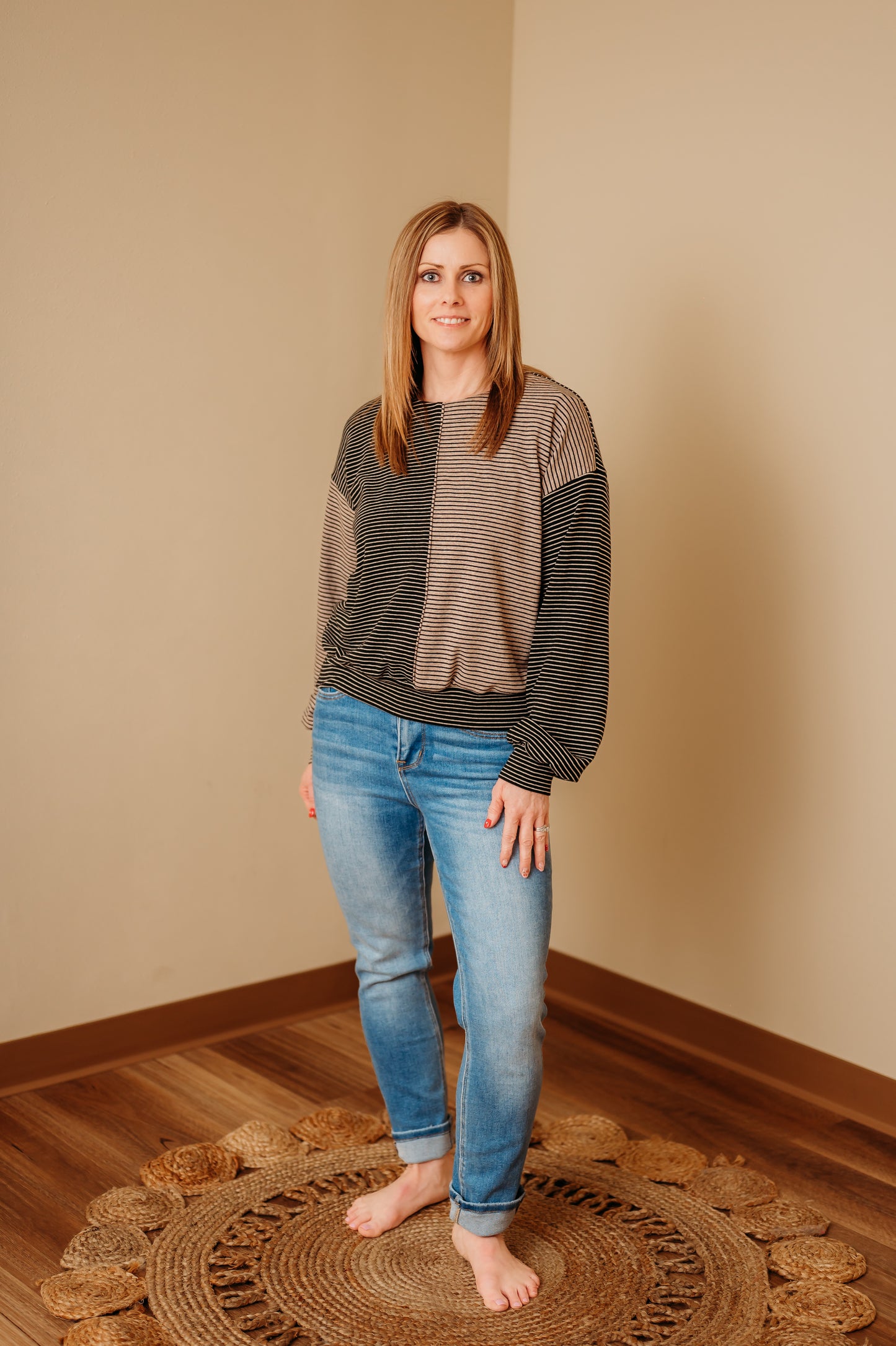 Mixed Stripe Long Sleeve Top